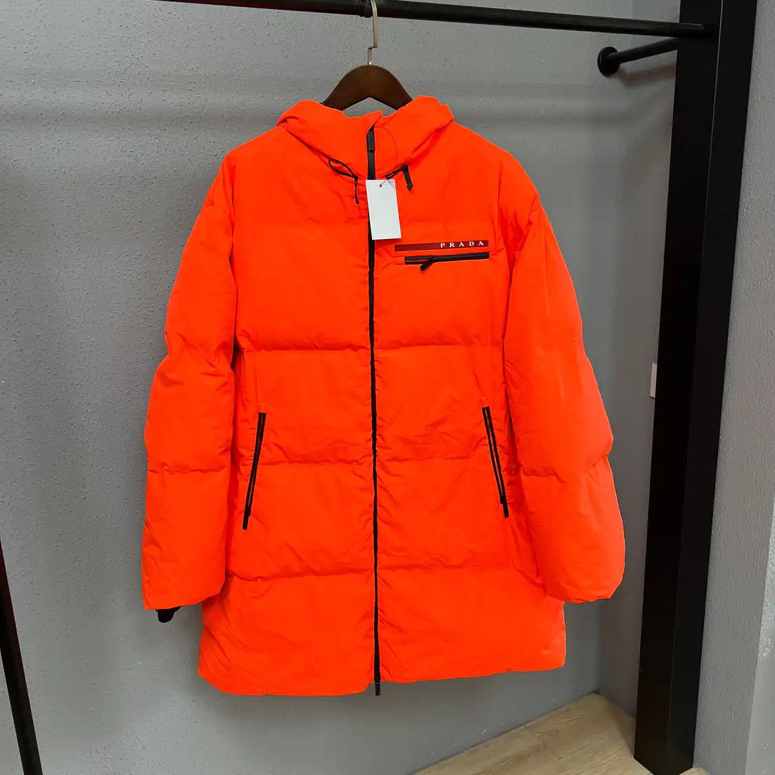 Prada red jacquard coat 2012 fall runway | Grailed