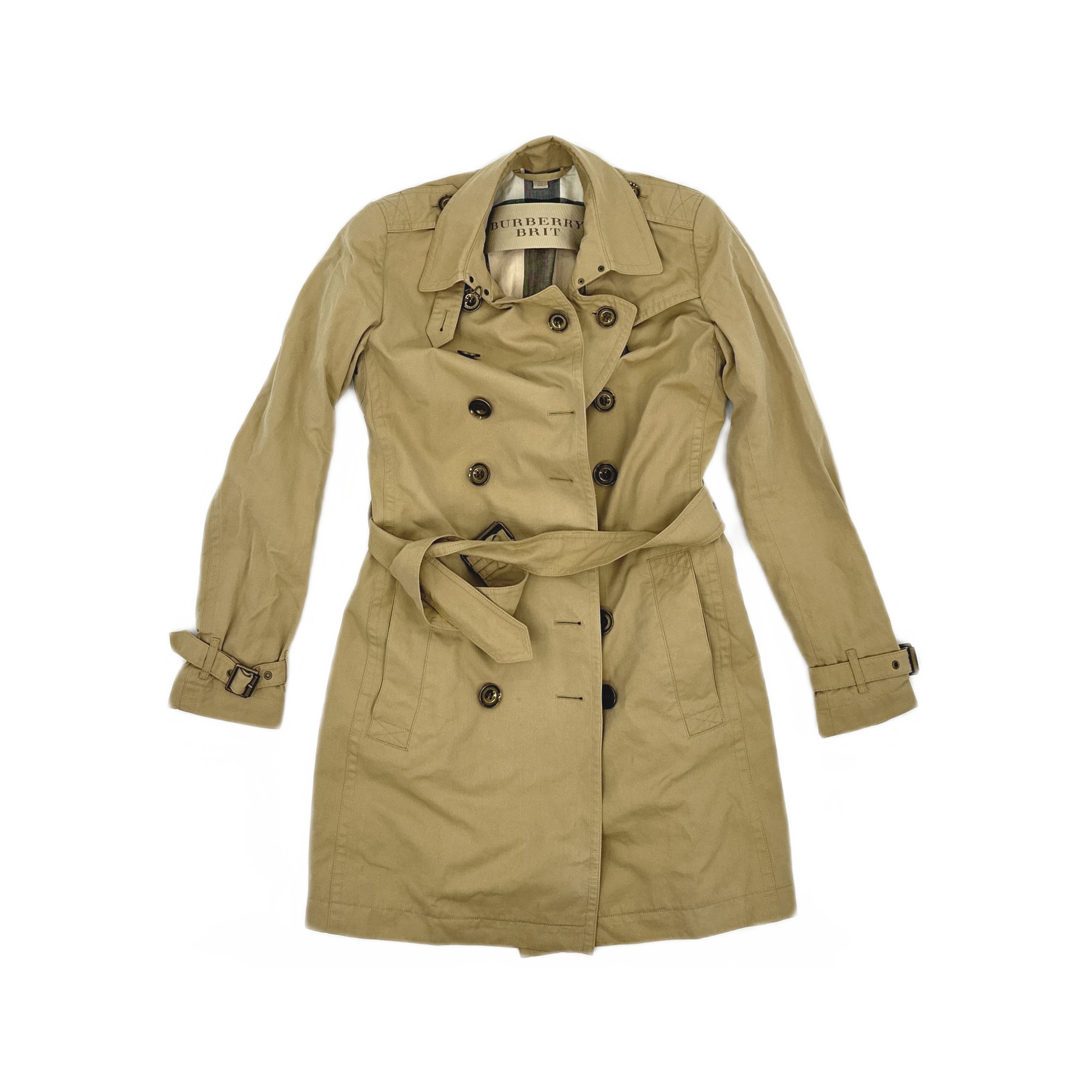 Burberry Burberry Brit Beige Check Lined Trench Coat Size US 2 Size XS / US 0-2 / IT 36-38 - 1 Thumbnail