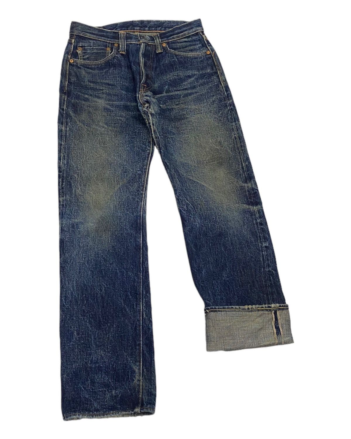 image of Samurai Jeans Selvedge Distressed Denim in Blue, Men's (Size 28)