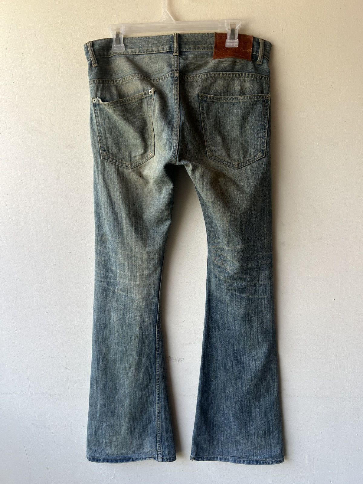 5351 POUR LES HOMMES Frog Denim Japan Distress Dirty Mud Denim Super Flare Jeans Size US 32 / EU 48 - 16 Thumbnail