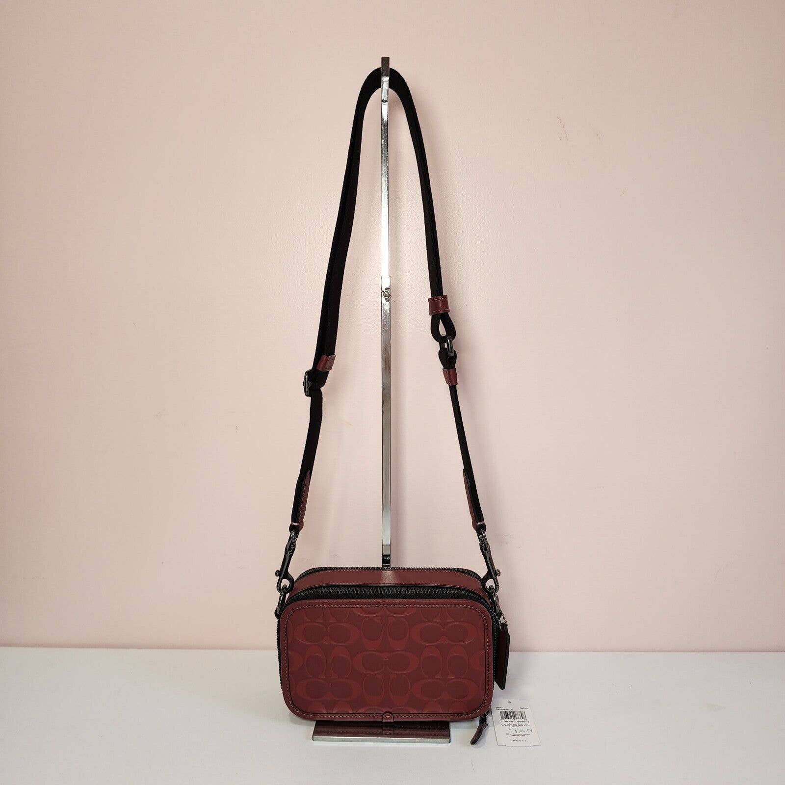 image of Coach Cm153 Wyatt Crossbody Signature Leather Wine Multi in Red, Men's