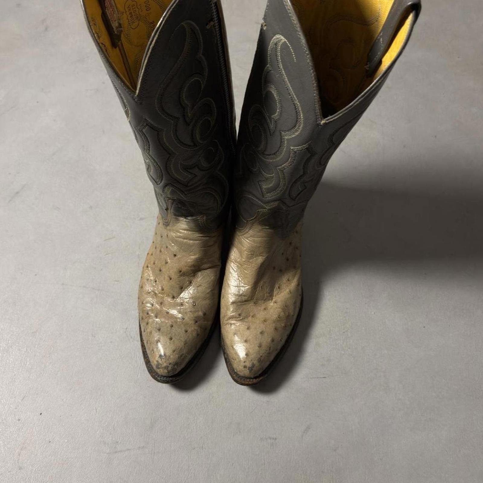 Acme Clothing Vintage Nocona Ostrich Leather Cowboy Boots WesternRodeo Size US 9.5 / EU 42-43 - 4 Thumbnail