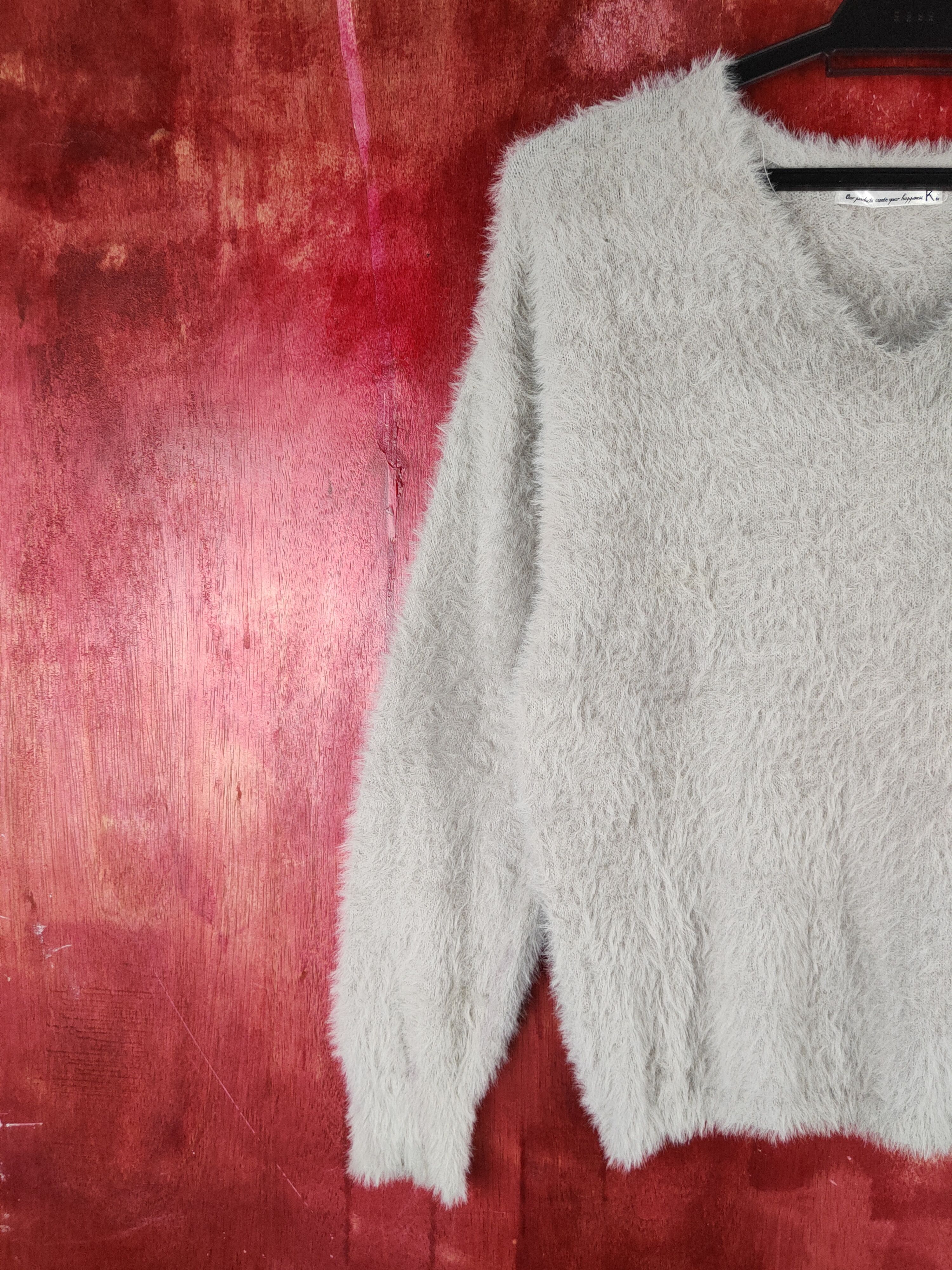 Homespun Knitwear × Japanese Brand × Vintage K Gray Shag Shaggy Fur Mohair Knitwear #S2170 Size S / US 4 / IT 40 - 3 Thumbnail