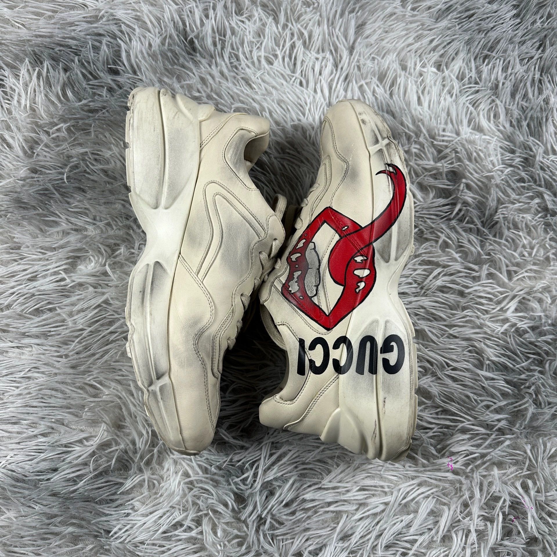 Gucci gucci rhyton lip print sneakers size 43 Size US 10 / EU 43 - 4 Thumbnail