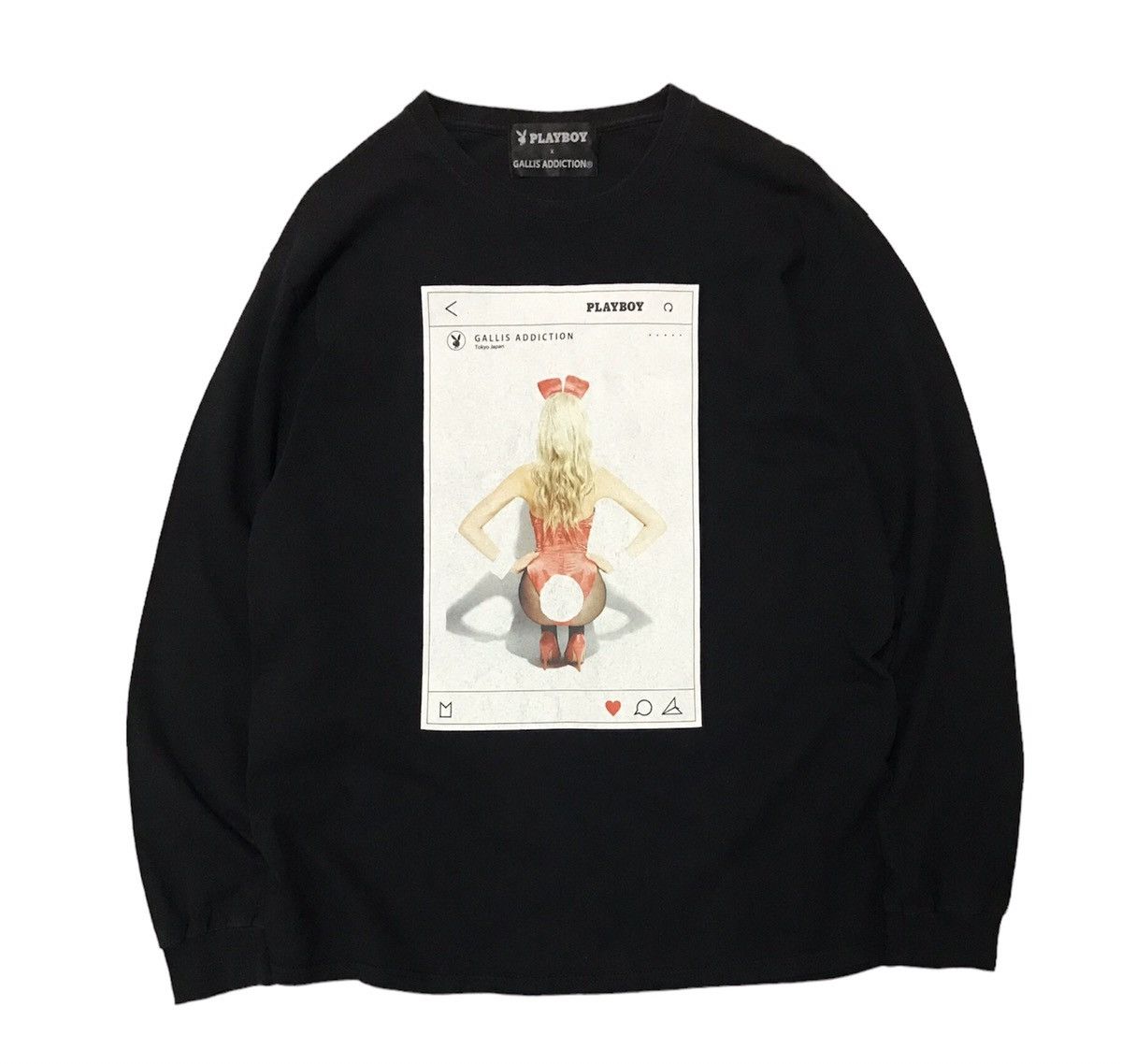 image of Playboy X Gallis Addiction Photo Tee in Black, Men's (Size Large)