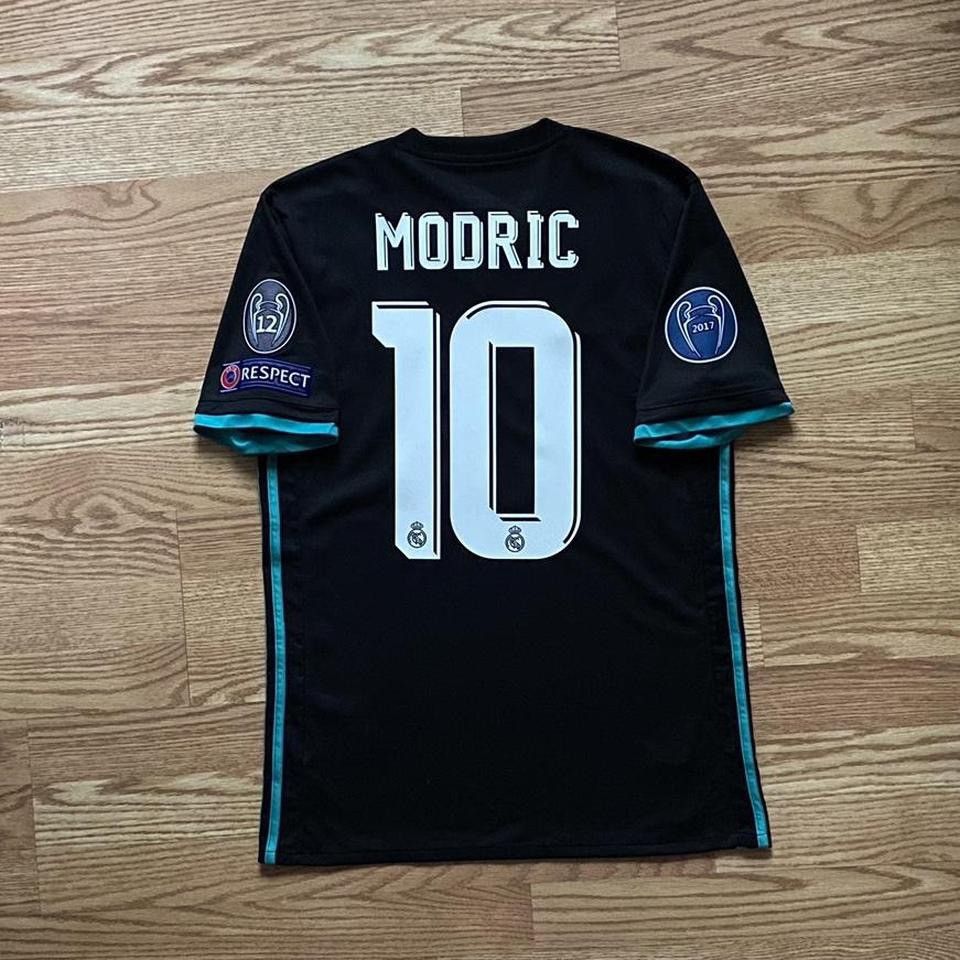 image of Adidas Real Madrid Modric 2017 18 Away Champions League Jersey in Black, Men's (Size Small)