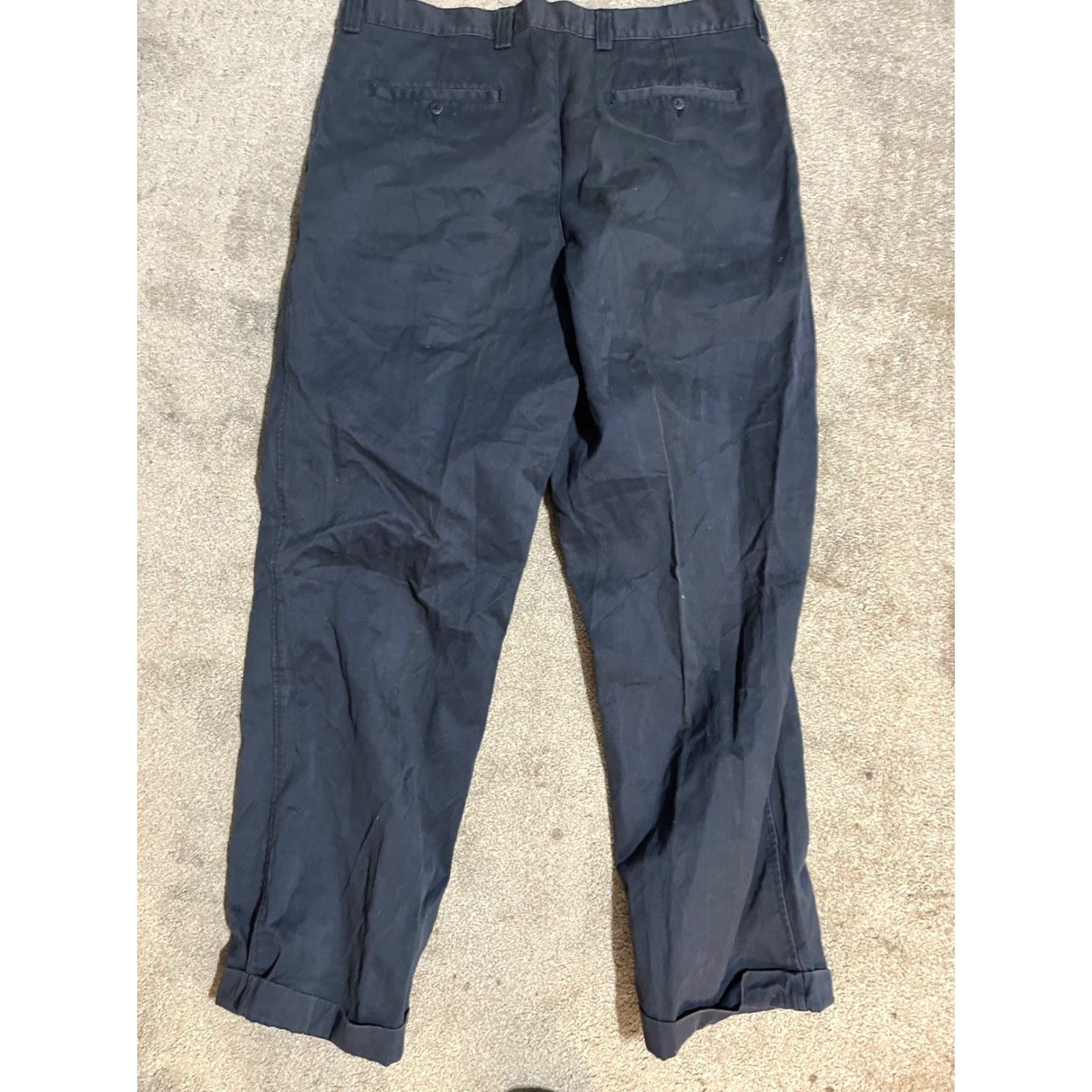 Gap VINTAGE Gap Pants Men's Size 38x32 Navy Blue Chino Slash Pocket Cuffed Pleated Size US 38 / EU 54 - 3 Thumbnail