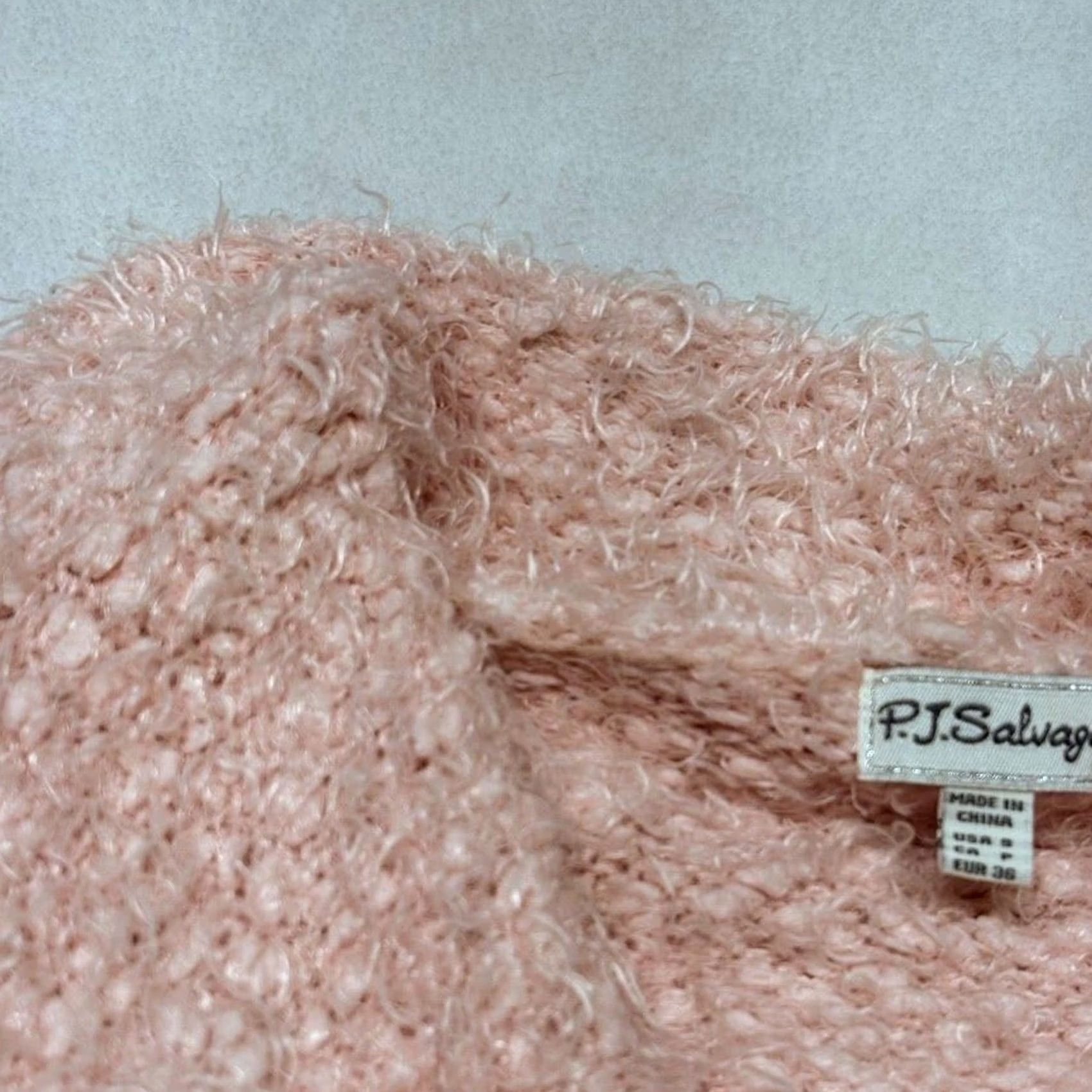 Vintage PJ Salvage Sweater Womens S Pink Cozy Fuzzy Boucle Open Asymmetrical Cardigan Size Size S / US 4 / IT 40 - 4 Thumbnail