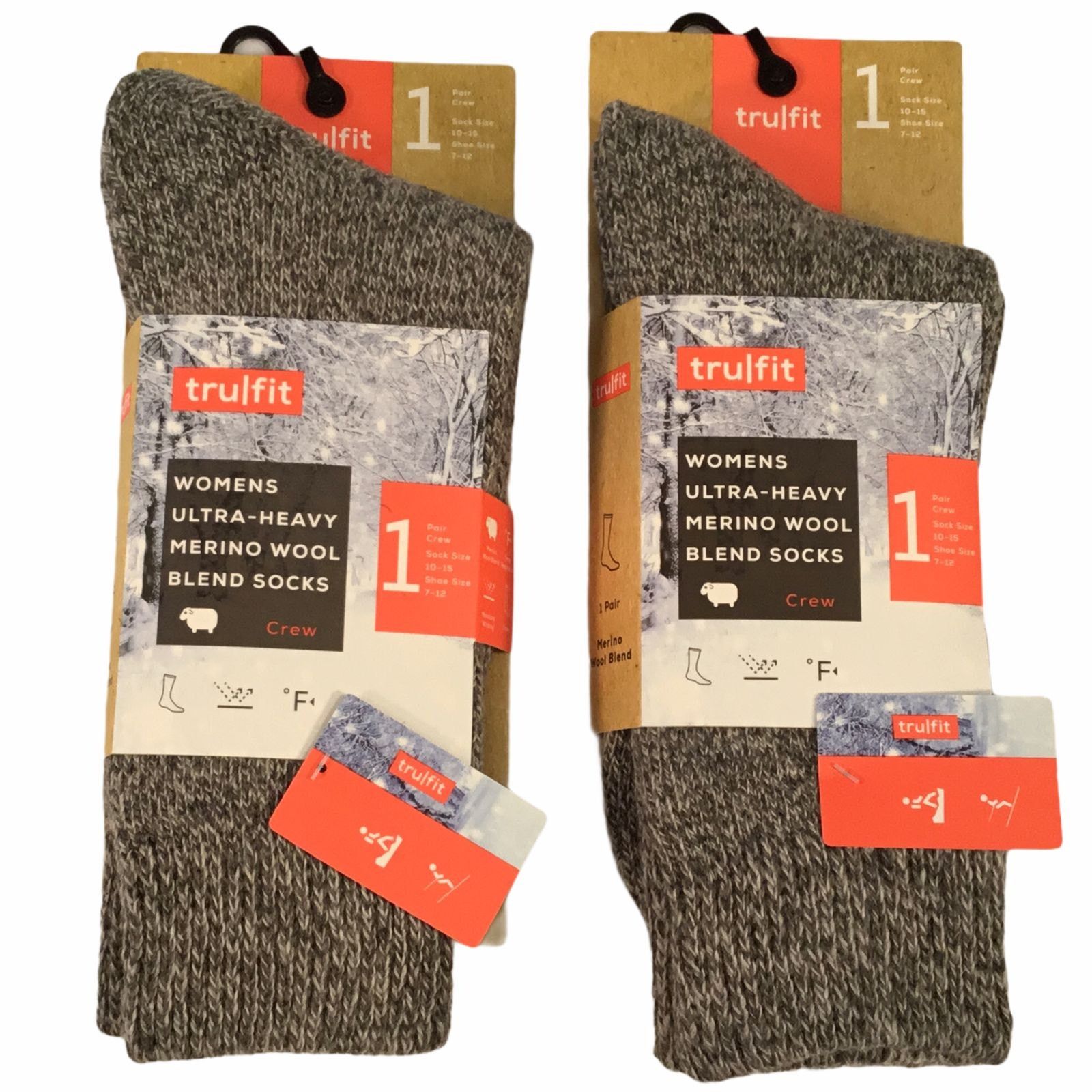 Other Trufit Merino Wool Socks Womens 2Pr Medium Gray NWT Size ONE SIZE - 1 Thumbnail