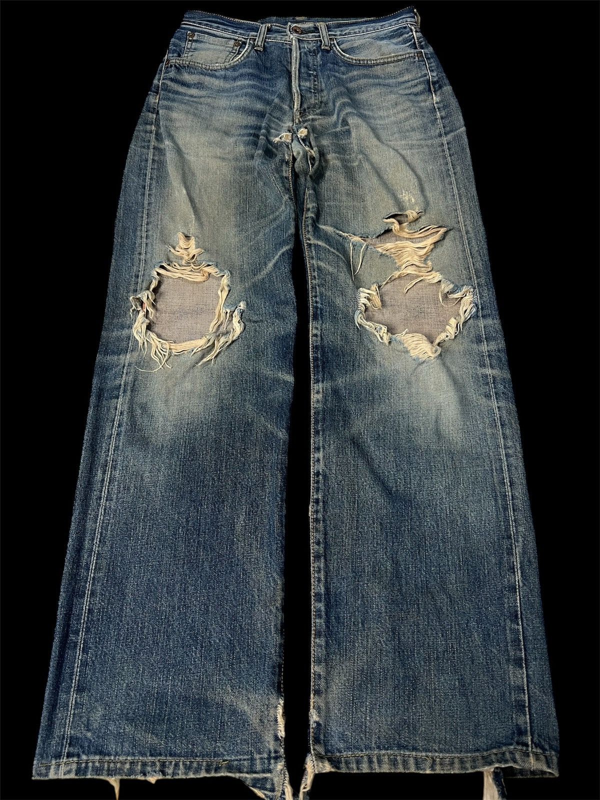Edwin 💥INSANE💥 Vintage 90’s Edwin 505x Distressed Selvedge Jeans Size US 28 / EU 44 - 1 Thumbnail