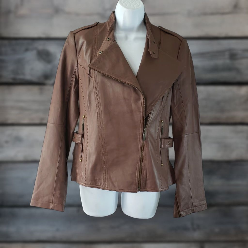 Vintage In Suede Leather Moto Jacket Womens Small Brown Zip Long Sleeve Size S Size S / US 4 / IT 40 - 1 Thumbnail