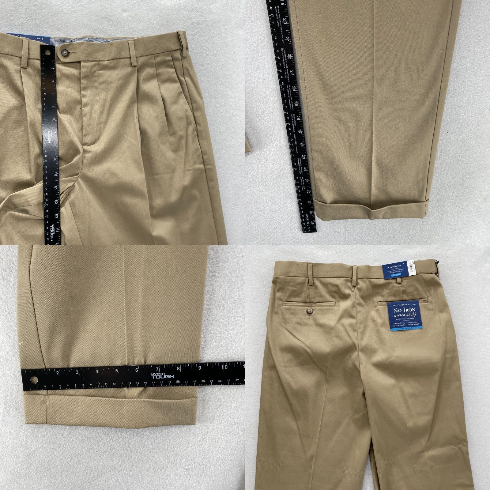 Croft & Barrow Croft & Barrow No Iron Khaki Pants Mens 34x34 Classic Fit Beige Stretch Casual Size US 34 / EU 50 - 8 Thumbnail