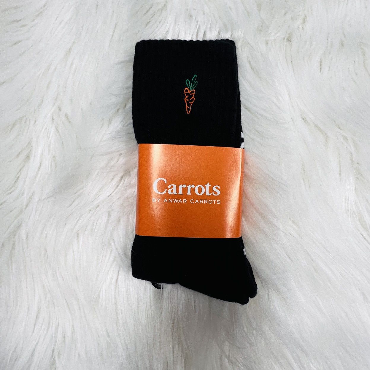 Carrots by Anwar Carrots Anwar CARROTS Signature Crew Socks - Embroidered Black Size ONE SIZE - 1 Thumbnail