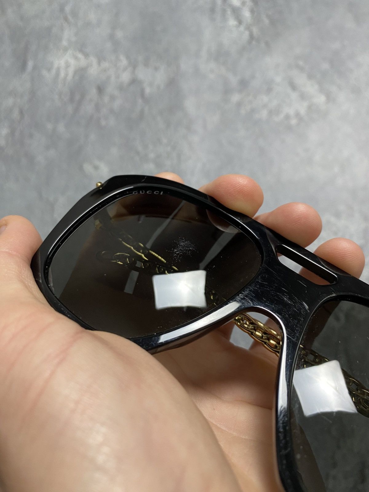 Gucci Gucci GG0723S 001 Sunglasses Square Gold Chain Temple Size ONE SIZE - 8 Thumbnail