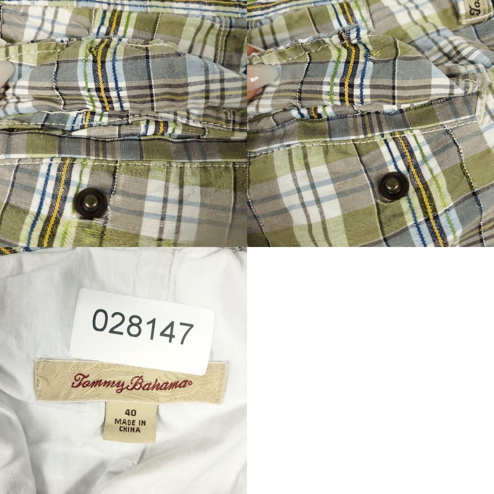Tommy Bahama VINTAGE Tommy Bahama Shorts Mens Size 40 Flat Front Chino Plaid Green Cotton Blend Size US 34 / EU 50 - 8 Thumbnail