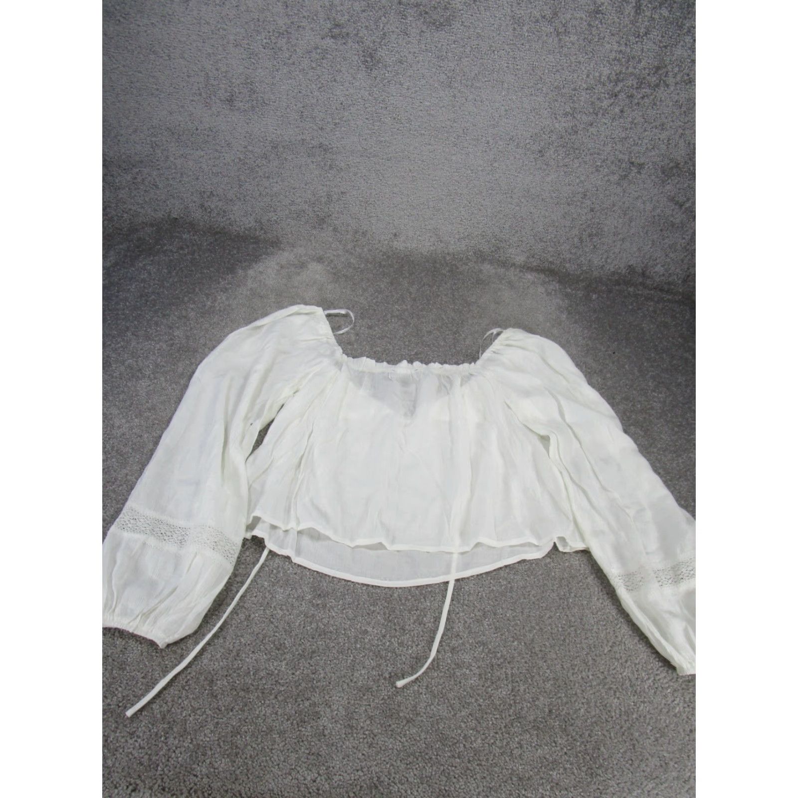Lulus Lulus Shirt Womens M White Square Neck Puff Sleeve Blouse NEW Size M / US 6-8 / IT 42-44 - 3 Thumbnail