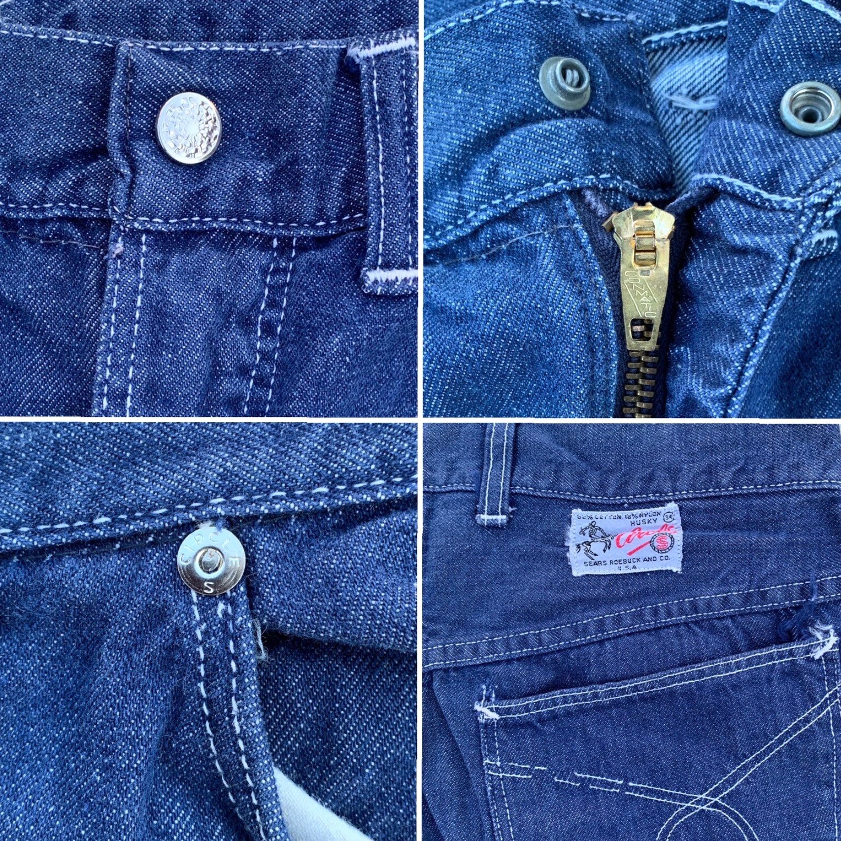 Sears VINTAGE Sears Roebuck And Co Jeans Sz 34 Waist 31 Conmatic Zip Rockabilly Denim Blue 1950s Mens Womens Boys Girls Regular Size US 31 - 3 Thumbnail