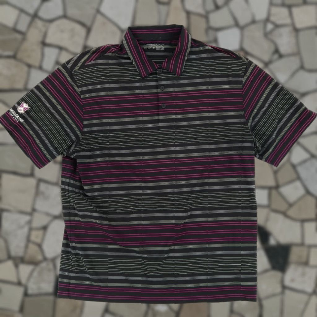 Nike Nike Naples Grande Golf High Stretch Striped Polo Shirt Black Men's XL Shirt Size US XL / EU 56 / 4 - 1 Thumbnail