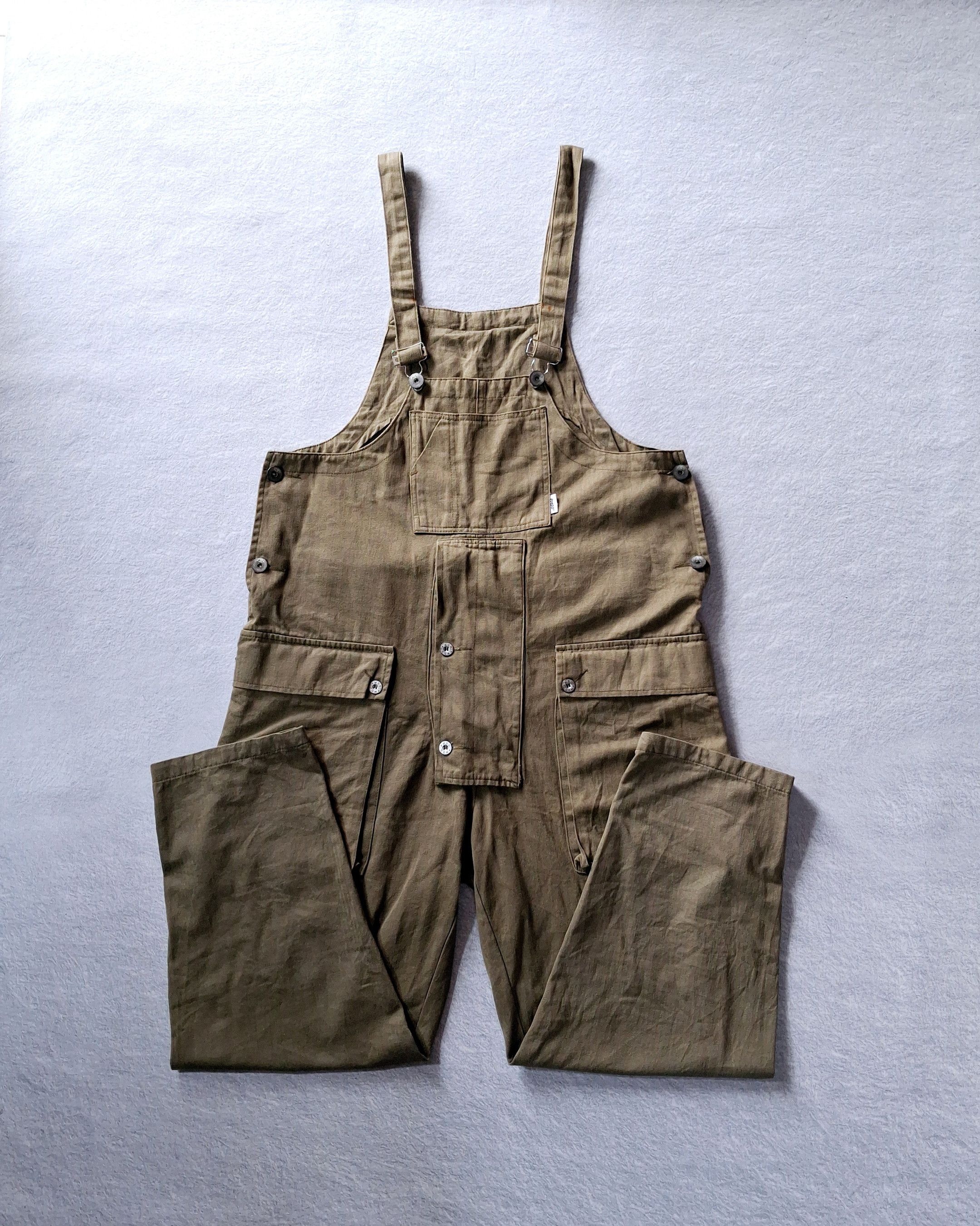 Japanese Brand PMGO HERRINGBONE TWILL HBT OLIVE GREEN DECK OVERALL Size US 43 - 1 Thumbnail