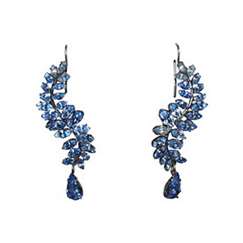 Designer Blue Sterling Drop Rhinestone Earrings Size ONE SIZE - 1 Thumbnail