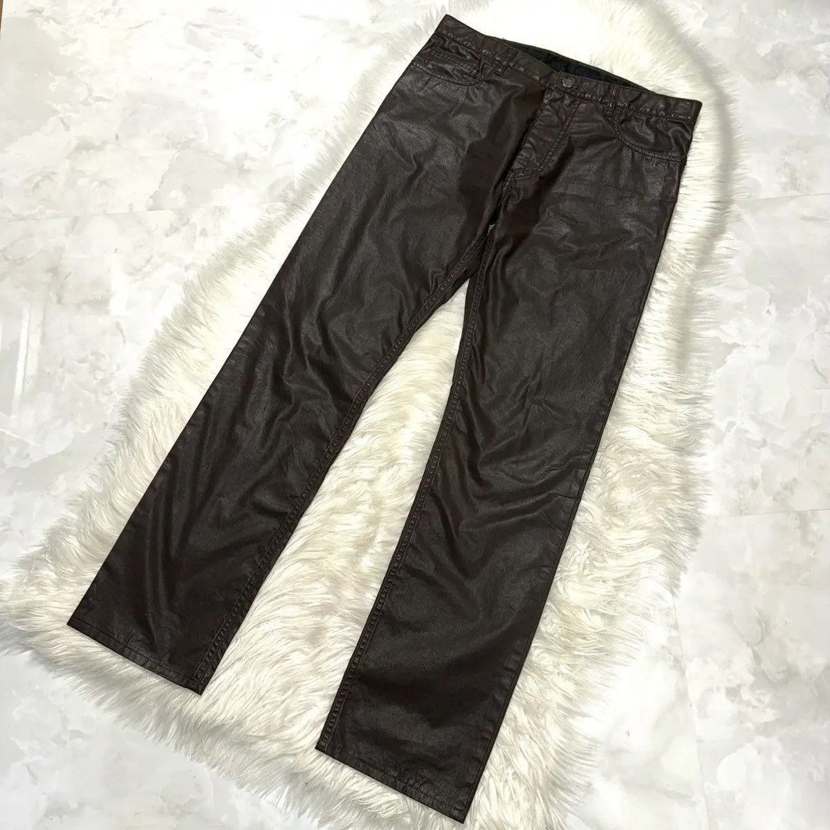 Louis Vuitton × Vintage Louis Vuitton Leather Patch Glossy Cotton Pants Size US 40 / EU 56 - 4 Thumbnail