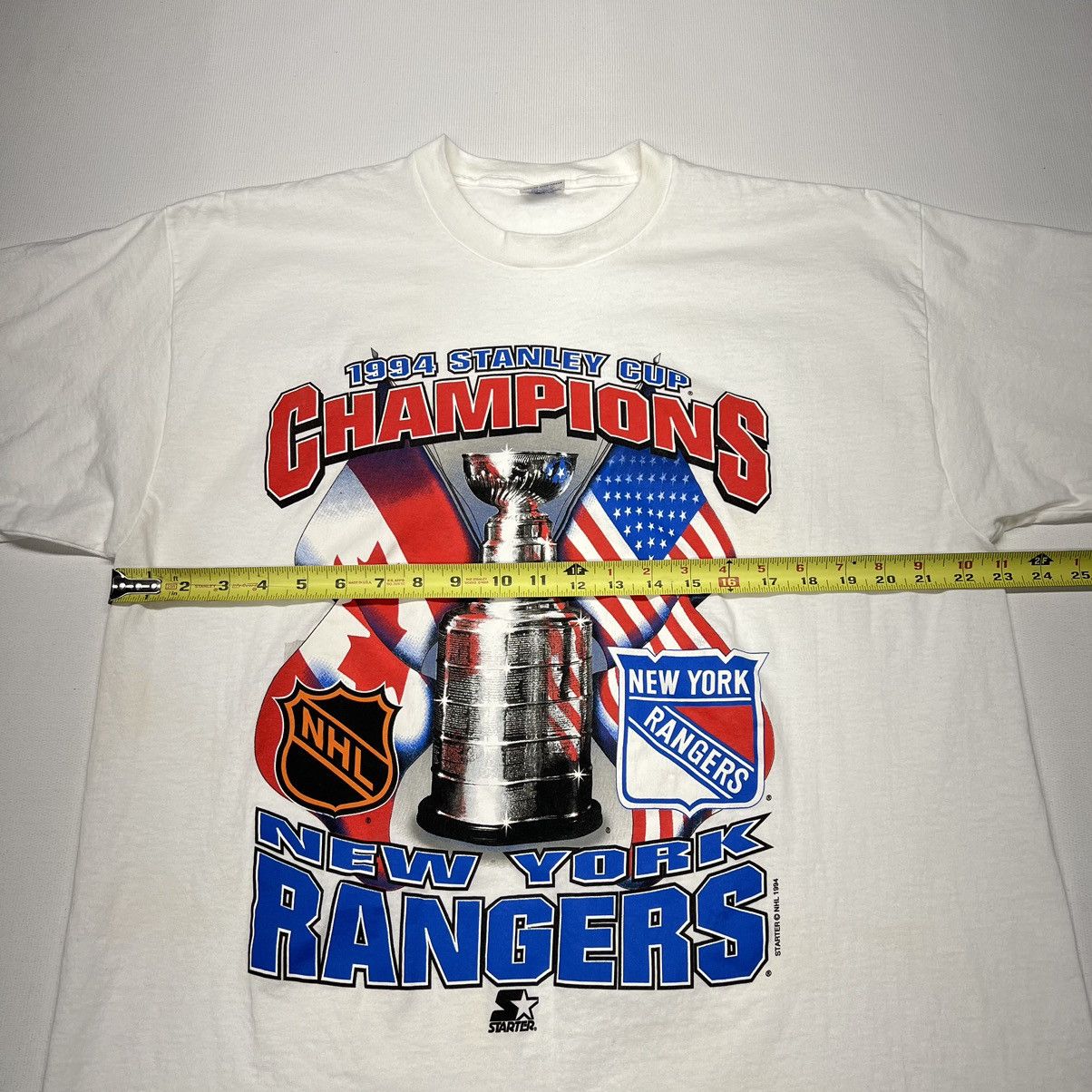 NHL × Starter × Vintage VTG NY Rangers Tee Shirt White Stanley Cup Champions NHL 90s Size US XL / EU 56 / 4 - 24 Thumbnail