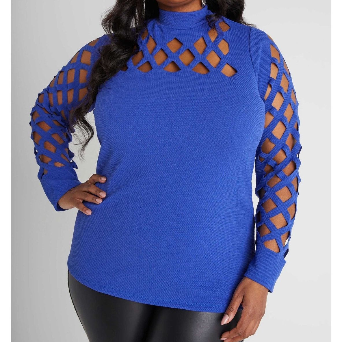 Other PLUS Size 5X | Womens Cutout Textured Stretch Knit Top | NWT Size 4XL / US 24-26 - 4 Thumbnail