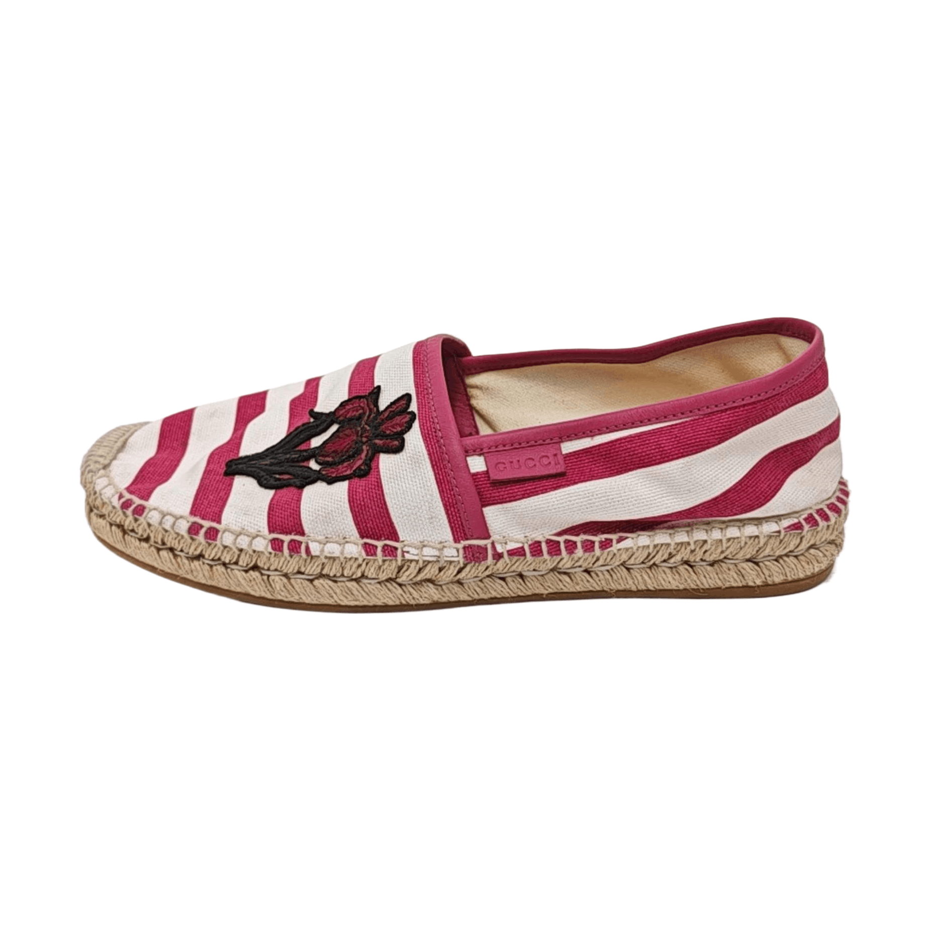 Gucci Gucci Striped Bee & Flower Canvas Espadrilles Size 7 Size US 7 / EU 40 - 1 Thumbnail