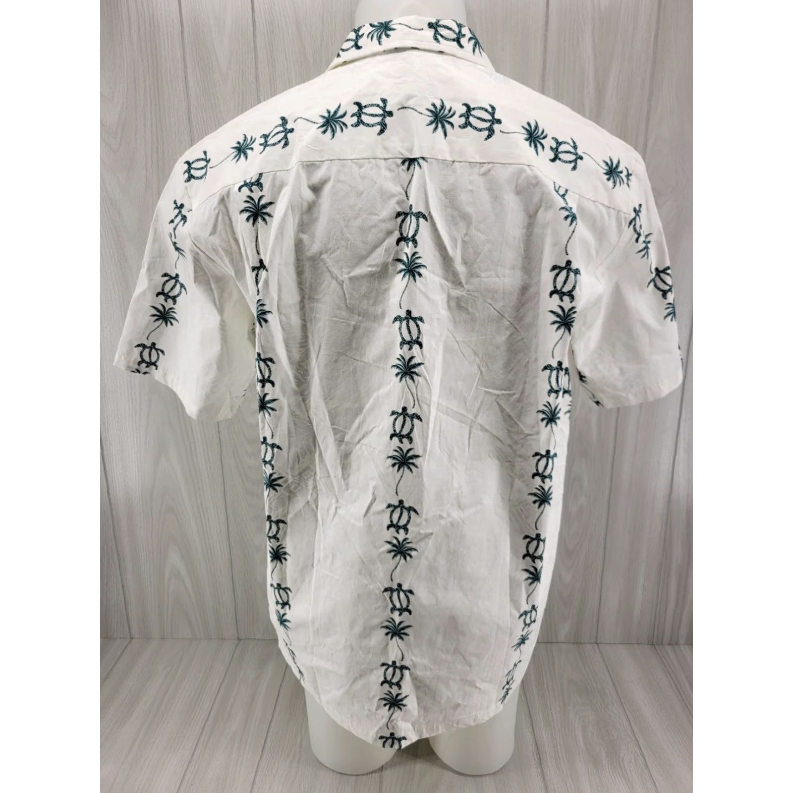 Paradise Paradise Bay Hawaiian White Sea Turtles Palm Trees Cotton S/S Shirt XL Men's Vintage Regular Short Sleeve Shirt Size US XL / EU 56 / 4 - 5 Thumbnail
