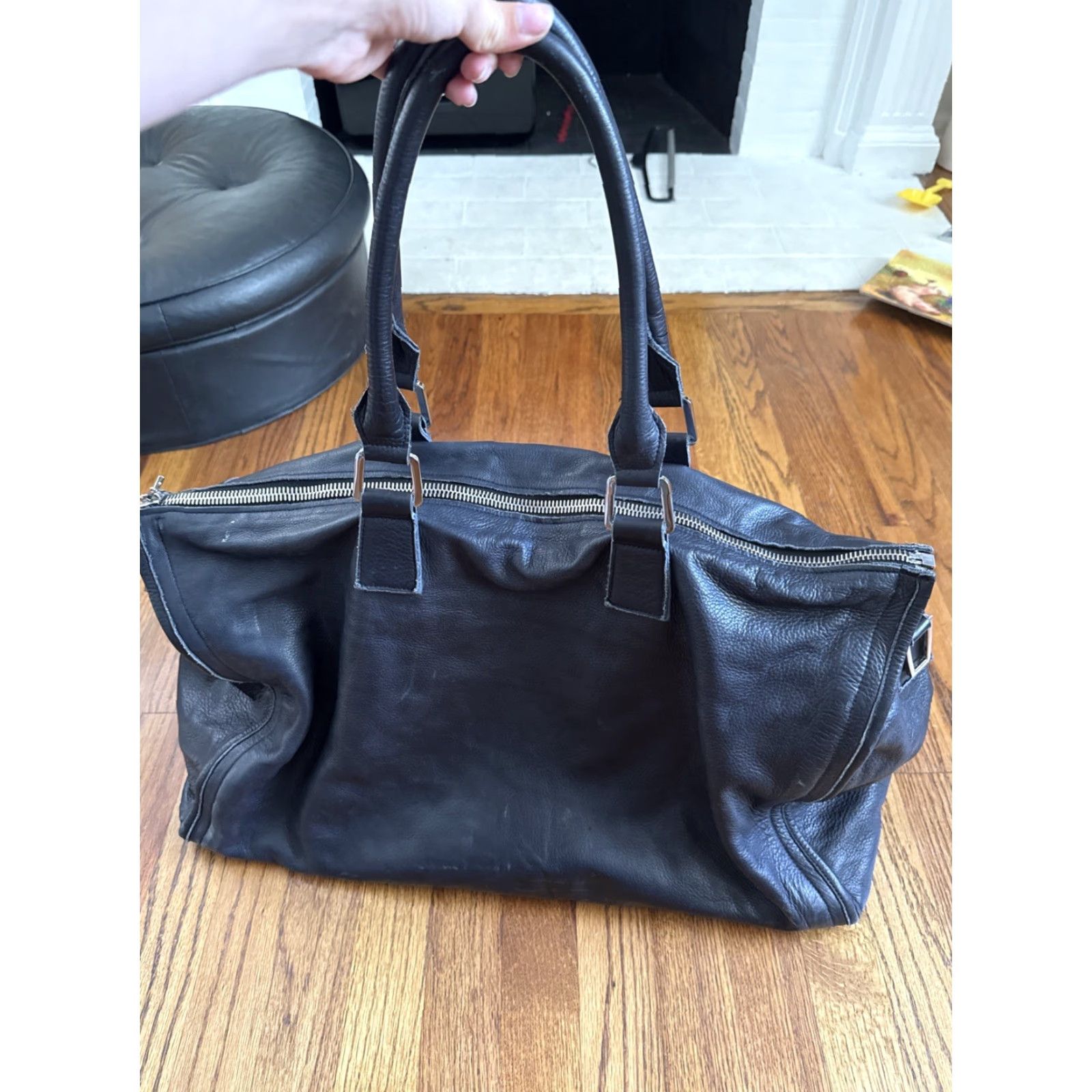 Vintage MUSIKA FRERE Handcrafted Leather Duffle Bag Men Black Leather Duffle Bag Size ONE SIZE - 2 Thumbnail