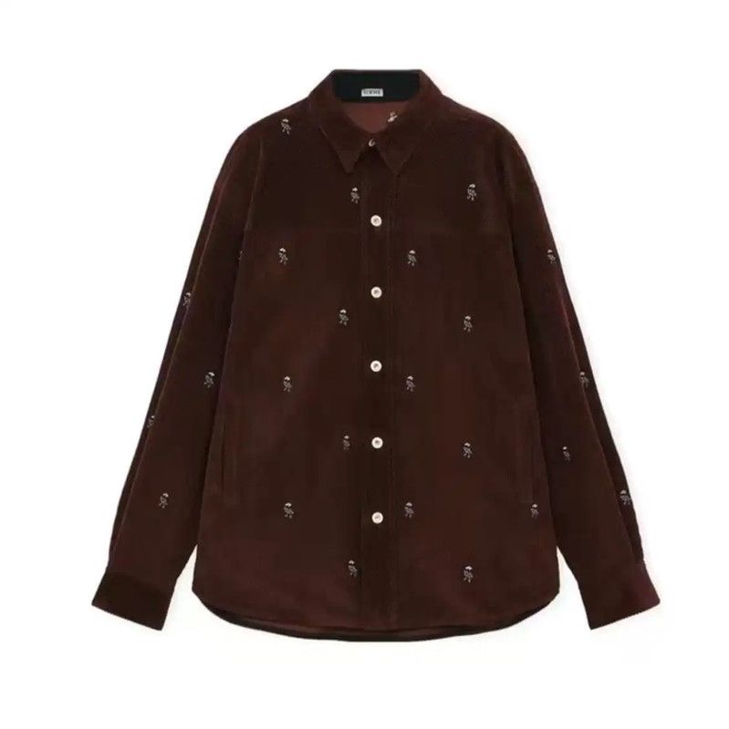 Loewe Loewe Brown Embroidered Long Sleeve Shirt 0089 Size US M / EU 48-50 / 2 - 1 Thumbnail