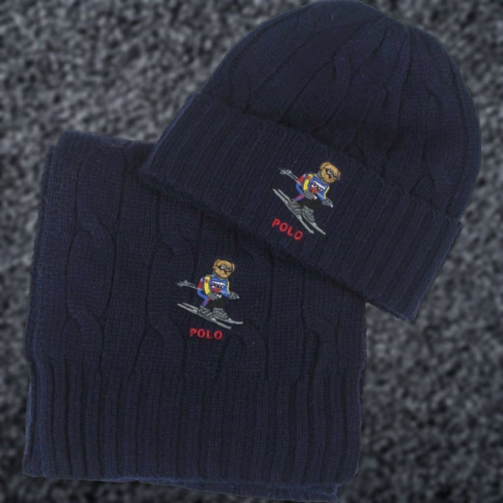 Polo Ralph Lauren Polo Ralph Lauren Beanie Cap + Scarf Set Navy Teddy Bear Skiing NWT Unisex Adults Wool Blend XS? Size US M / EU 48-50 / 2 - 1 Preview