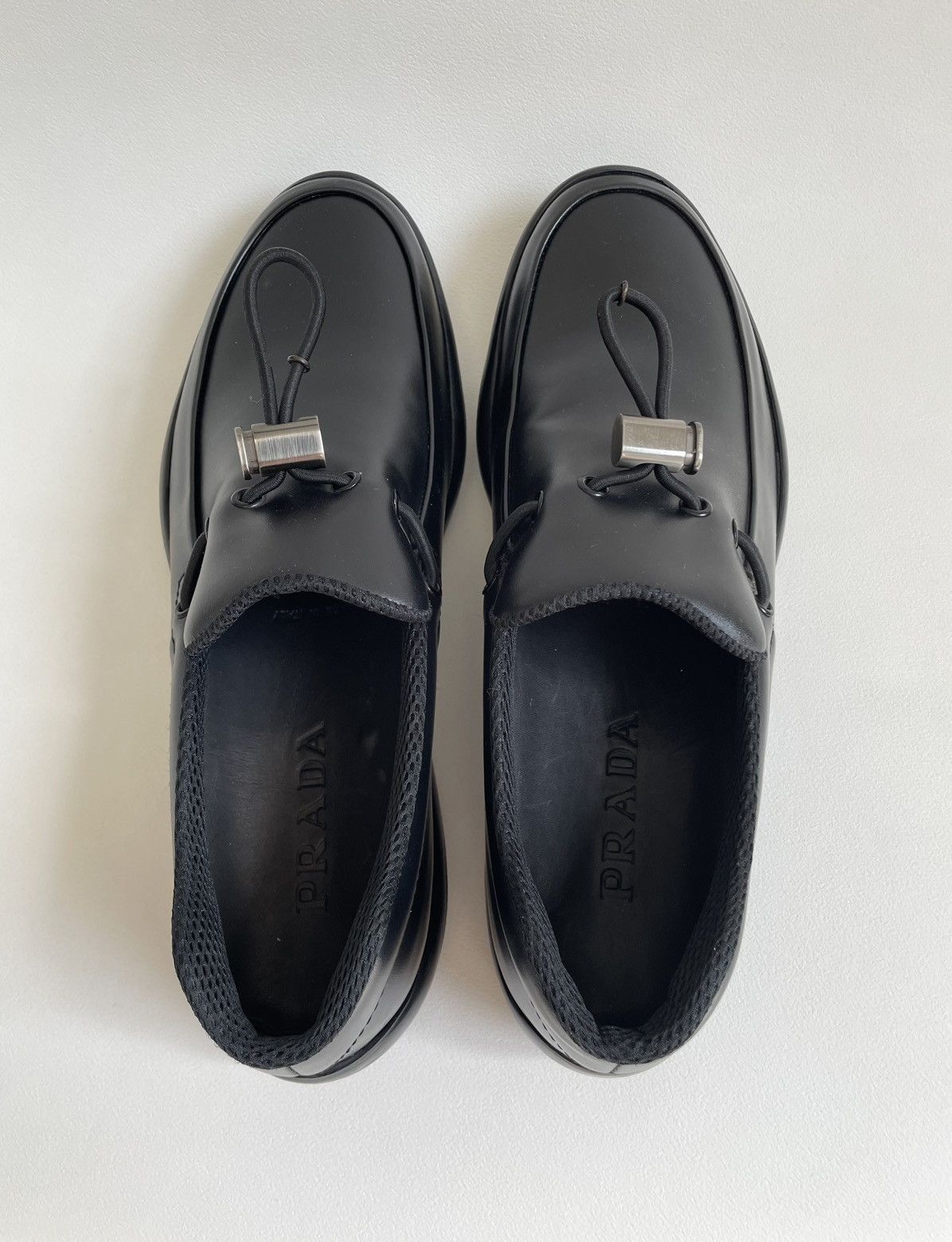 Prada Black Leather ‘Bunjee Cord’ Loafers Size US 9 / EU 42 - 6 Thumbnail