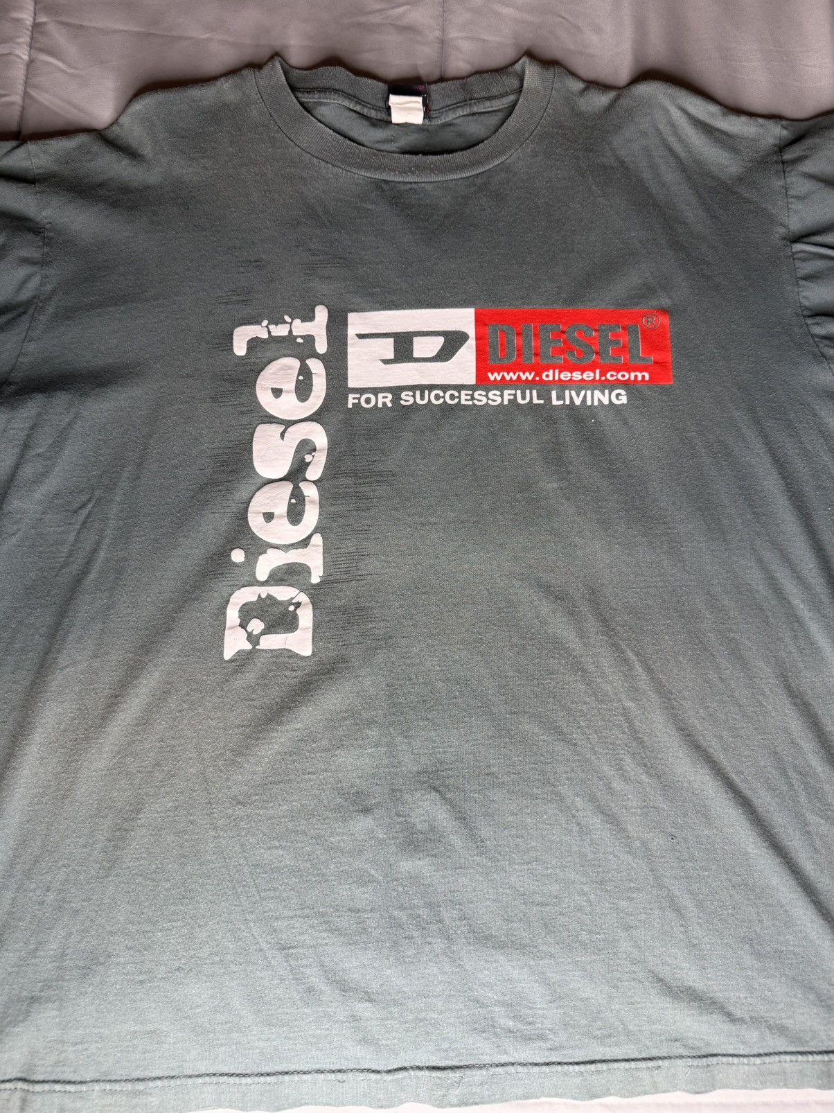 Diesel Diesel Vintage Grey-Green Grapic Tee Size US XXL / EU 58 / 5 - 1 Thumbnail