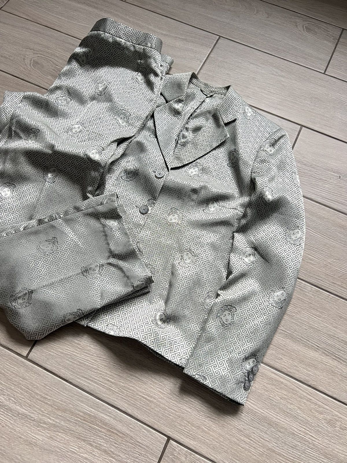 Versace Vintage Versace Blazer Pants Suits Monogram Archive Silver Size L / US 10 / IT 46 - 7 Thumbnail