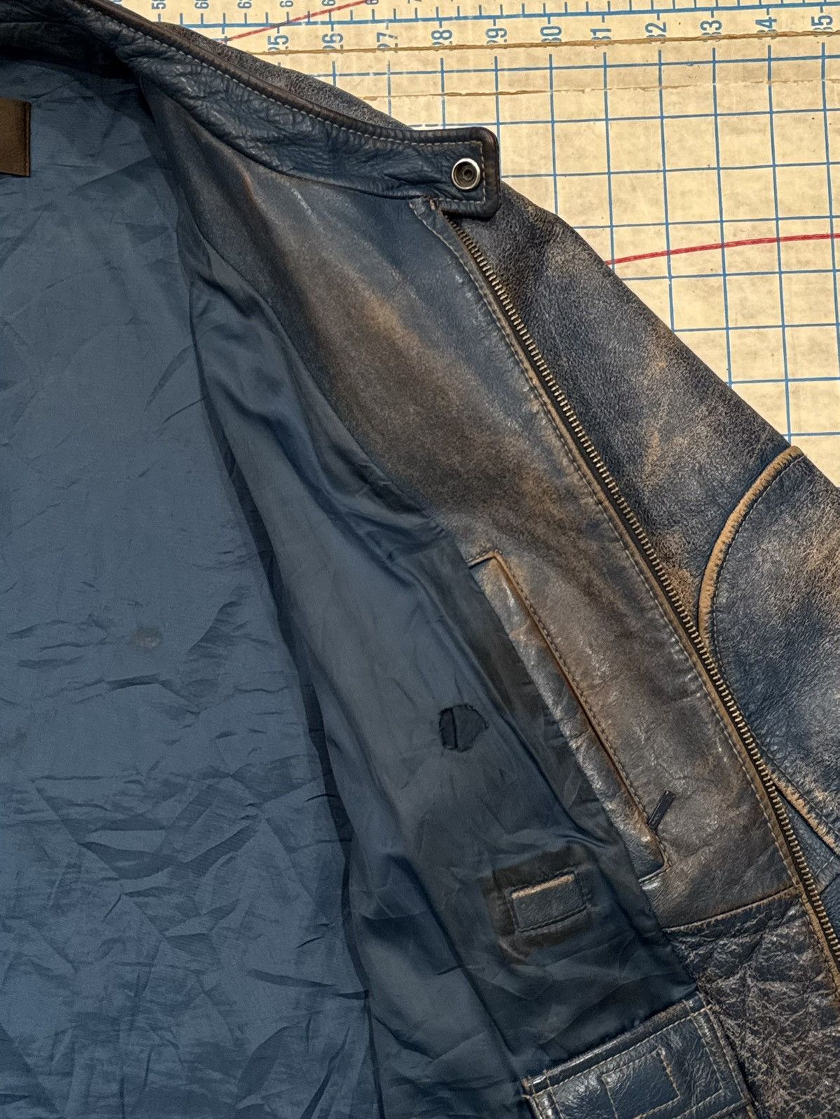 Danier Vintage Danier Cafe Racer Style Leather Jacket Cracking Blue Size US XL / EU 56 / 4 - 8 Thumbnail