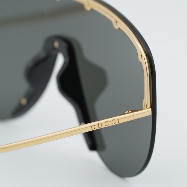 Gucci Gucci GG0667S 001 Sunglasses Gold Shield Frame, Grey Lenses Size ONE SIZE - 6 Thumbnail
