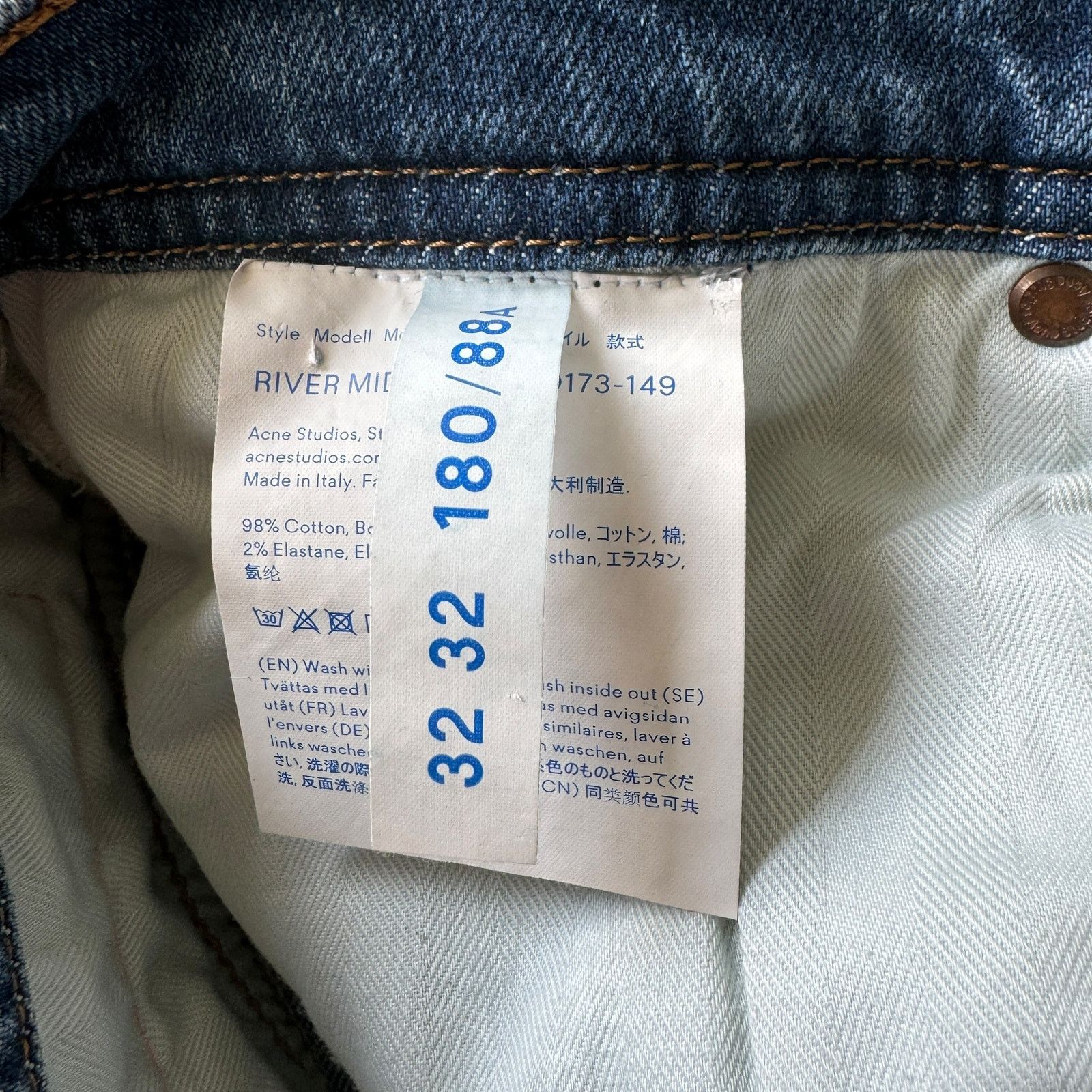 Acne Studios ACNE Studios River Slim Tapered Jean Mid Blue Size US 32 / EU 48 - 8 Thumbnail