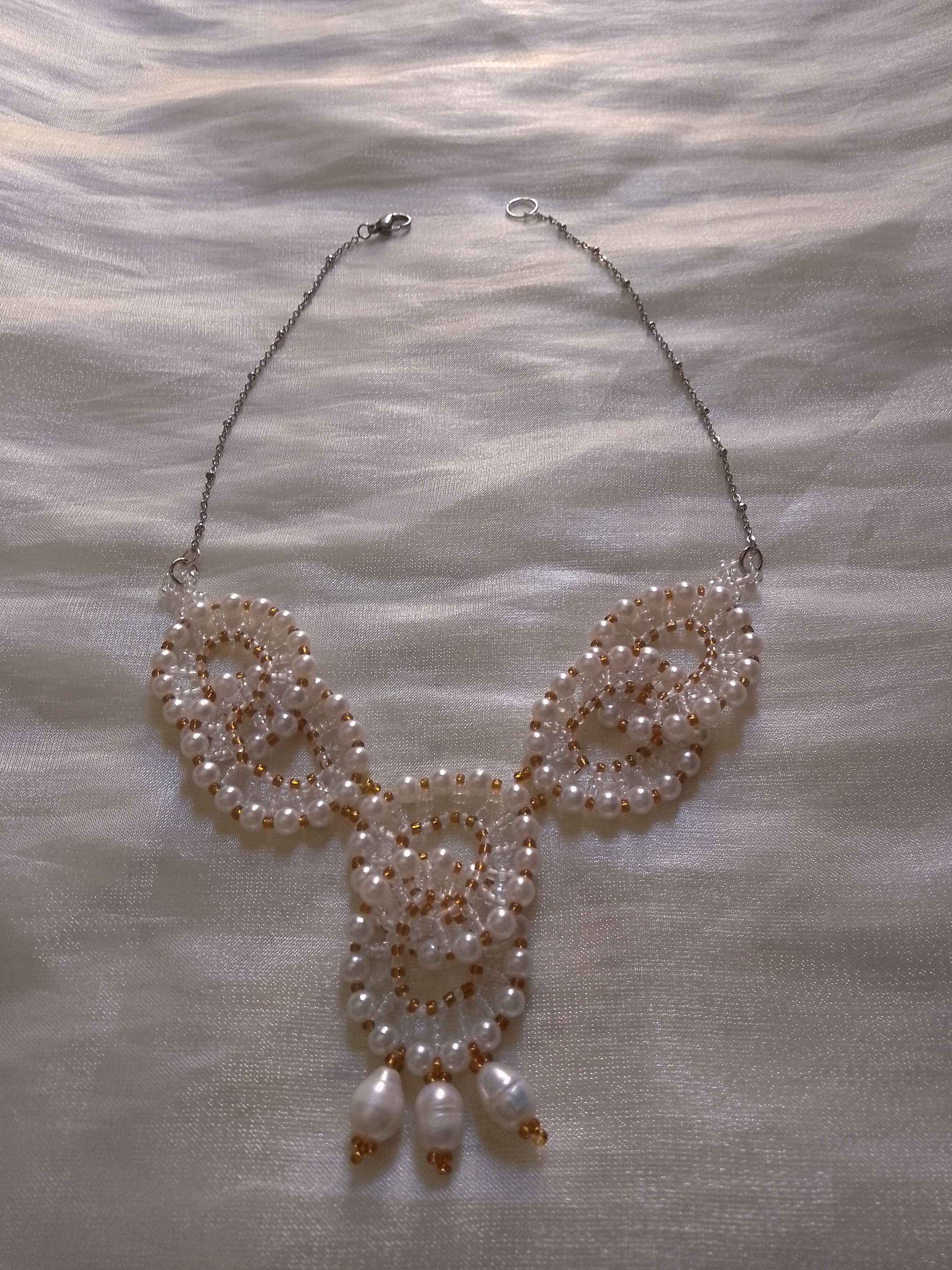 Handmade Necklace with Freshwater pearls elegant wedding party Size ONE SIZE - 6 Thumbnail