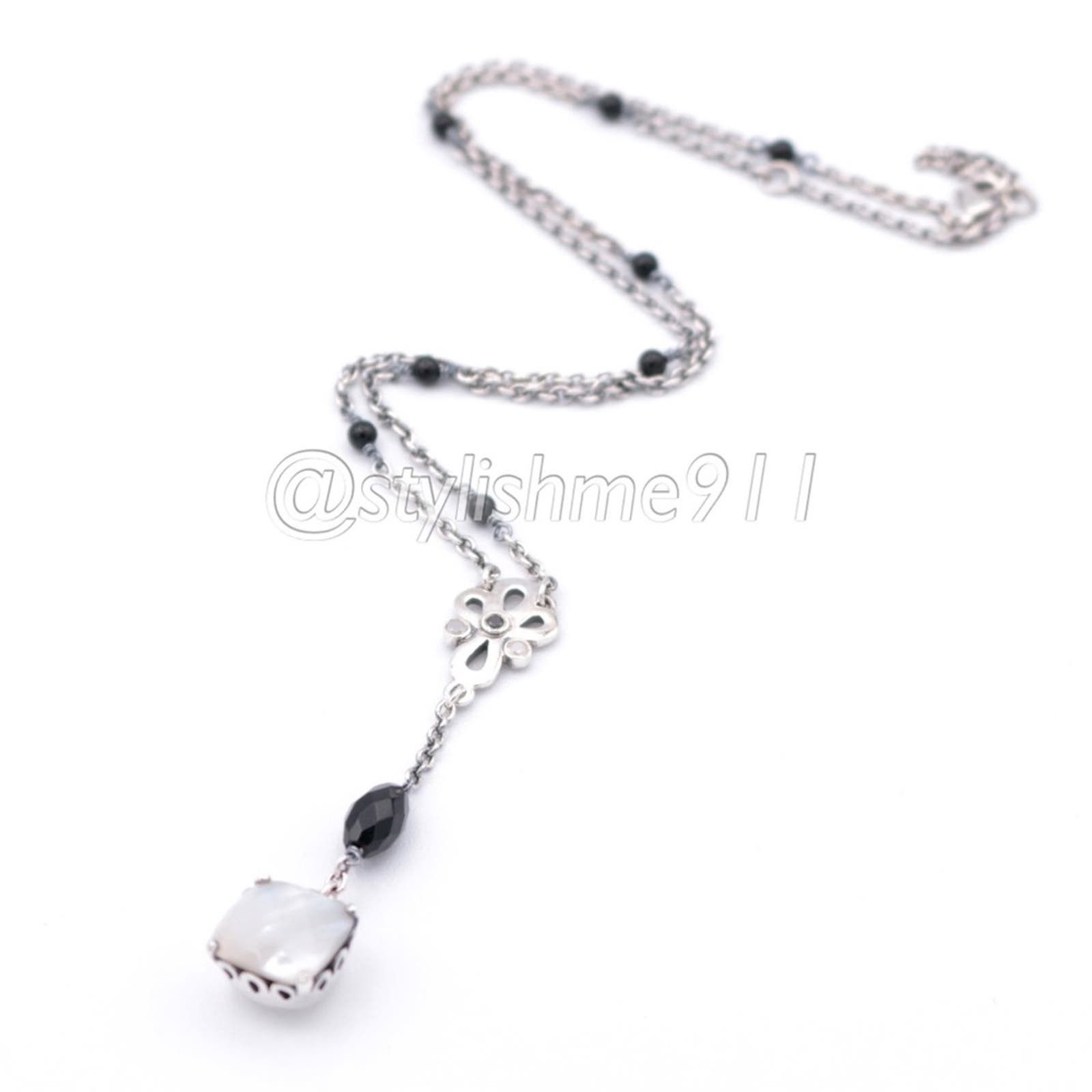 pandora RARE - Authentic Pandora Onyx Mother Of Pearl Necklace Size ONE SIZE - 9 Thumbnail