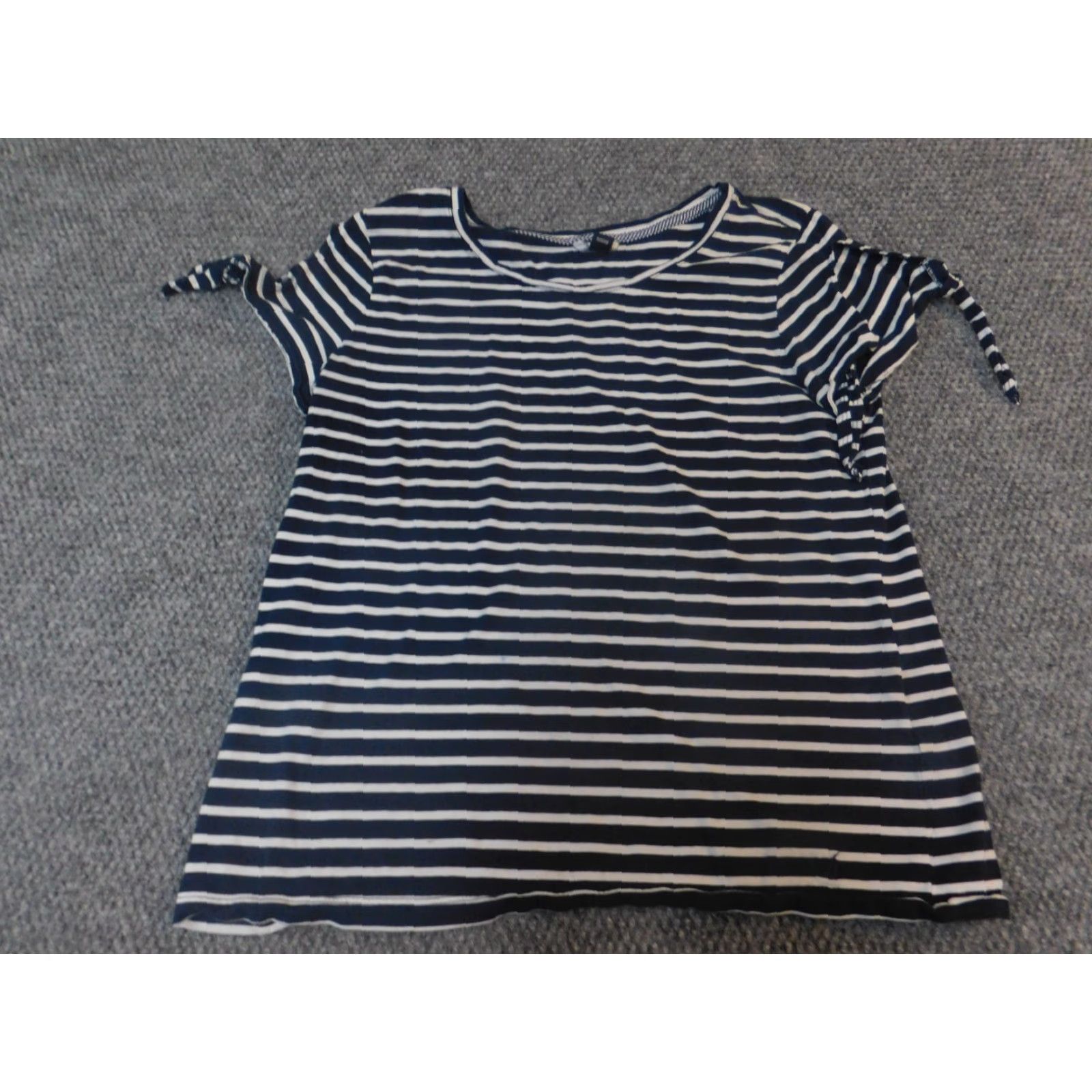 Nautica Nautica Womens Blouse Short Sleeve Round Neck Striped Blue 100% Cotton Regular Small Casual Size S / US 4 / IT 40 - 2 Thumbnail
