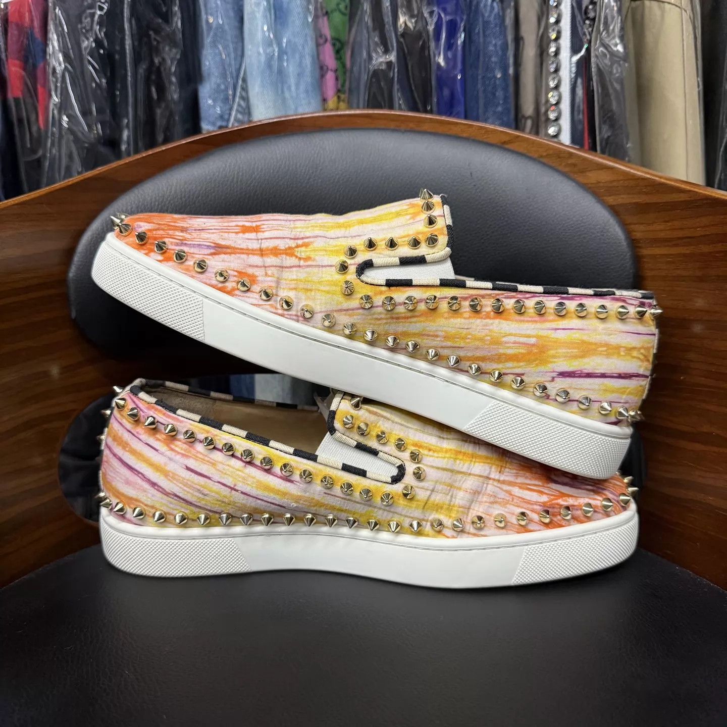 Christian Louboutin CL Lubotin Tie-Dye Red Sole Slip-On Casual Shoes Size US 7.5 / EU 40-41 - 7 Thumbnail
