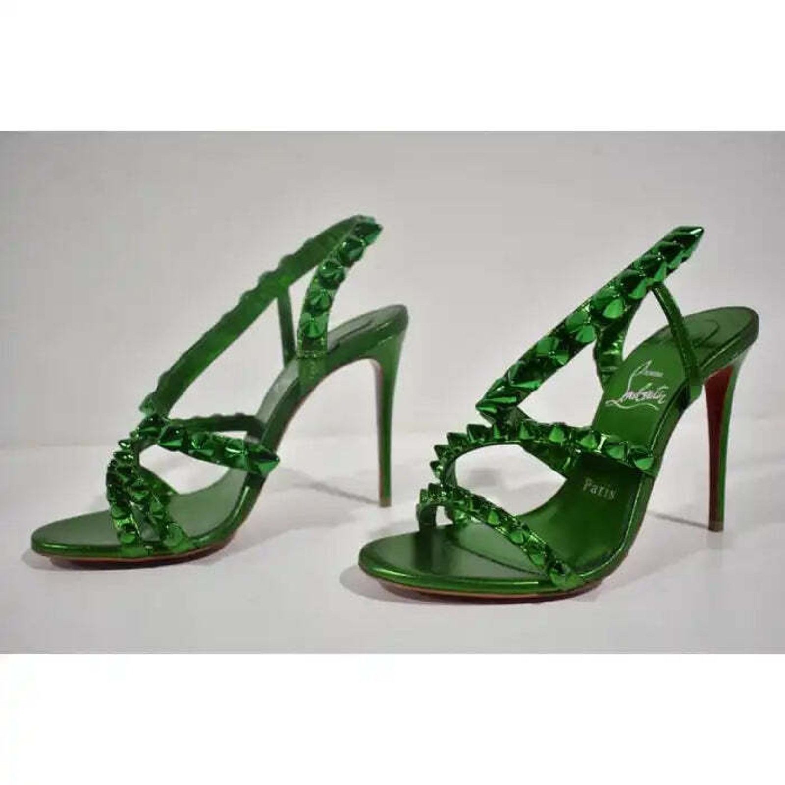 Christian Louboutin Spikita Strap 100 Spinach Green Strap Sandal Heel Pump 35.5 Size US 5.5 / IT 35.5 - 9 Thumbnail