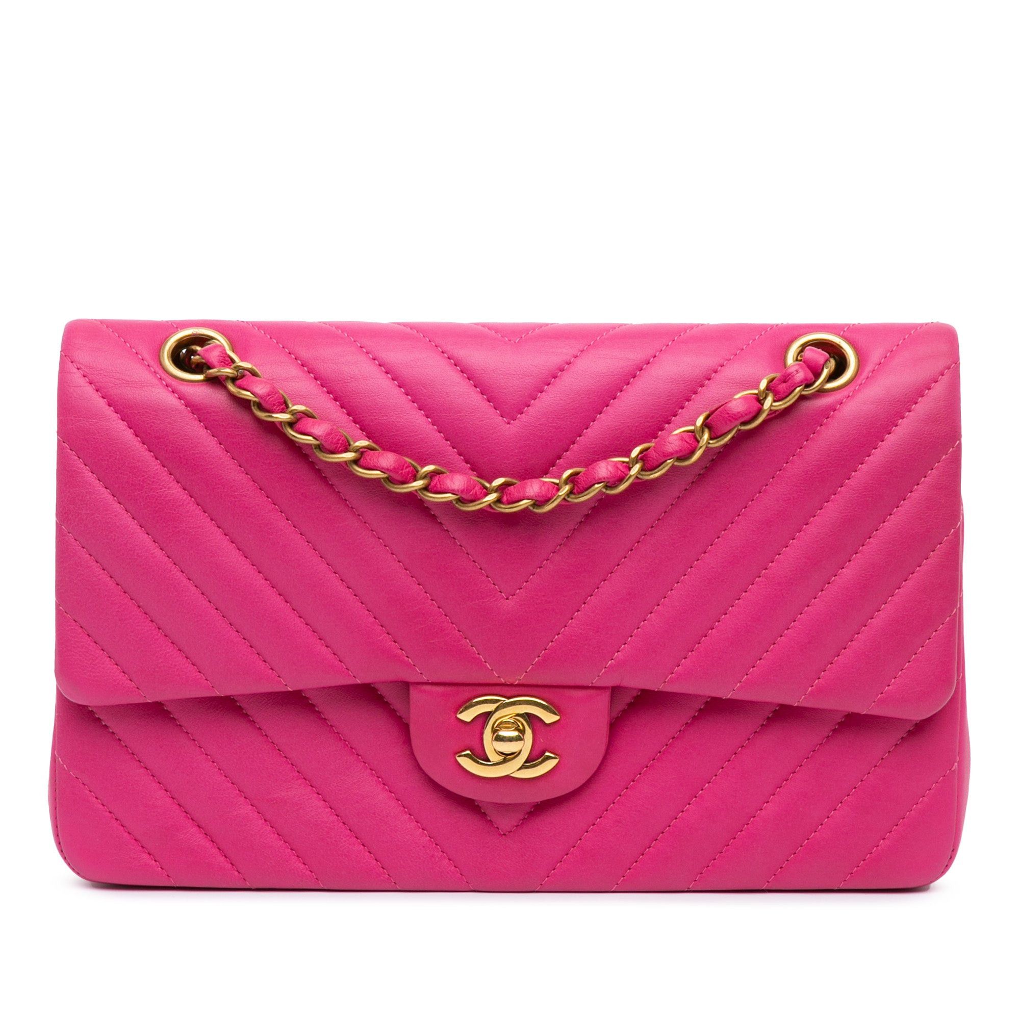 Chanel Chanel Medium Classic Chevron Lambskin Double Flap Pink Size ONE SIZE - 1 Thumbnail