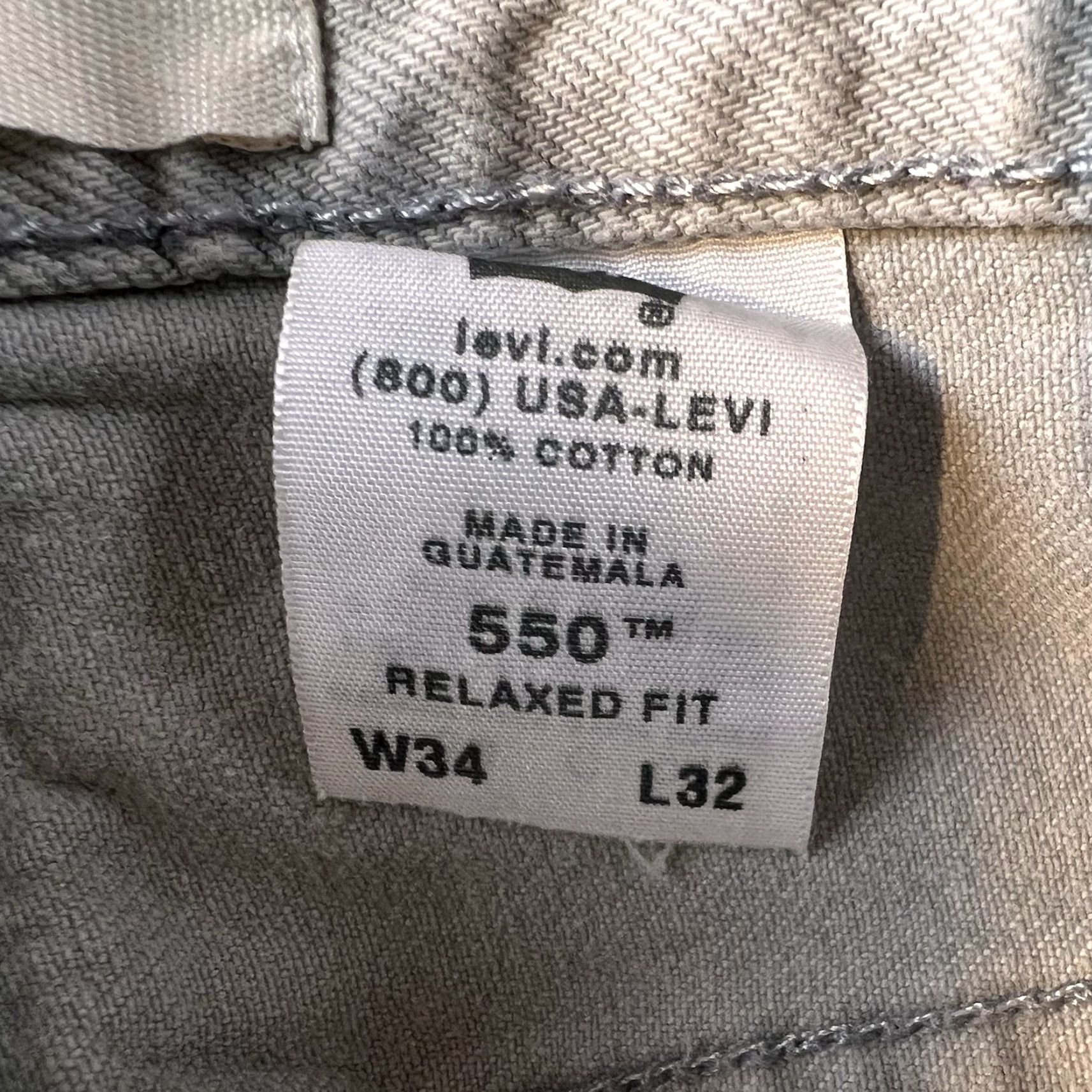 Levi's VINTAGE Levi's 550 Jeans Men's 34x34 Gray Denim Relaxed Straight 5-Pocket USA 90s Size US 34 / EU 50 - 3 Thumbnail