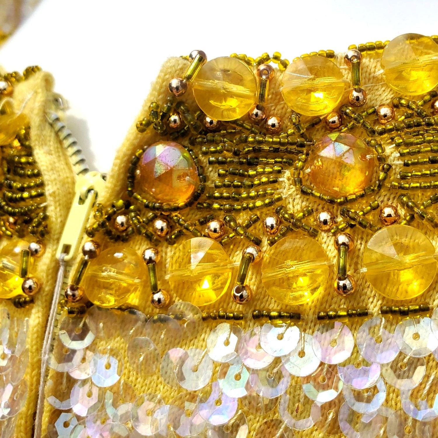 Vintage 60s Sequin Beaded Yellow Skirt Set XL NWT Cleopatra Movie In Size XL / US 12-14 / IT 48-50 - 12 Thumbnail