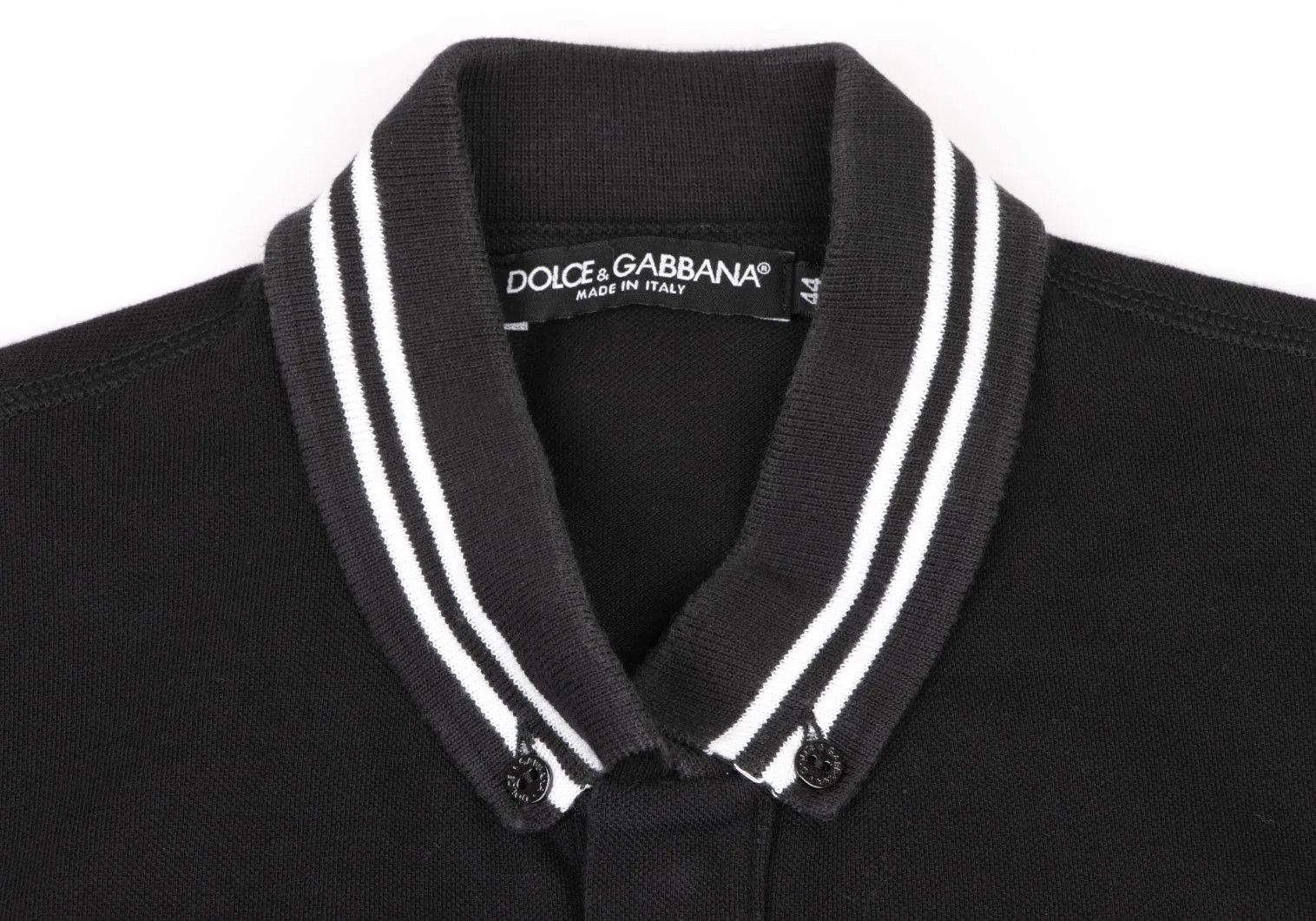 Dolce & Gabbana Cotton Collar Contrast Logo Plate Polo Shirt Black 44 Size US S / EU 44-46 / 1 - 3 Thumbnail