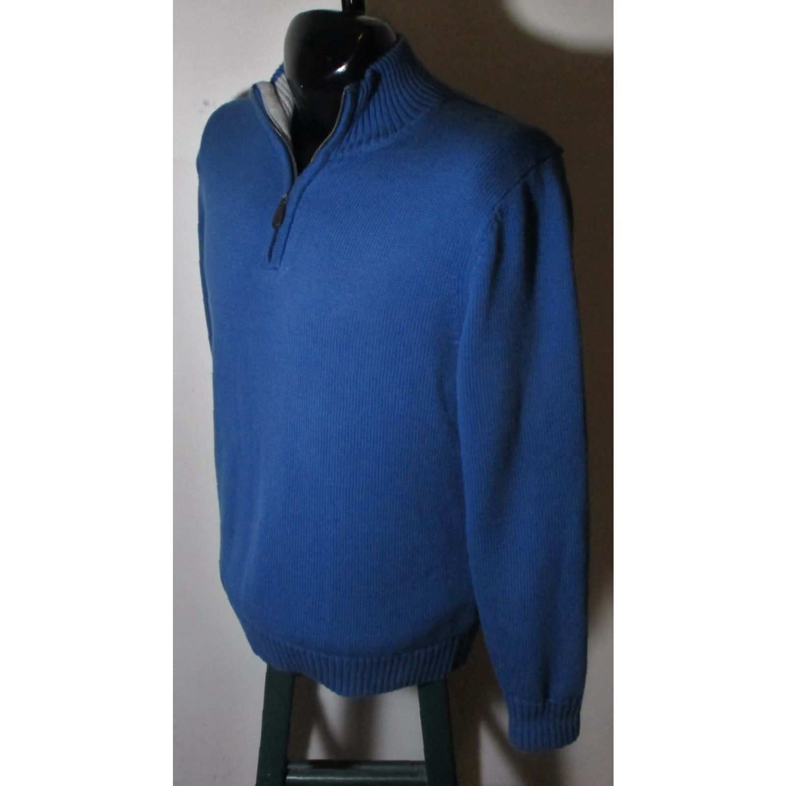 Vintage L.L. Bean Blue 100% Cotton Long Sleeve 1/2 Zip Sweater Size M Reg. Mens Shirt Size US M / EU 48-50 / 2 - 4 Thumbnail