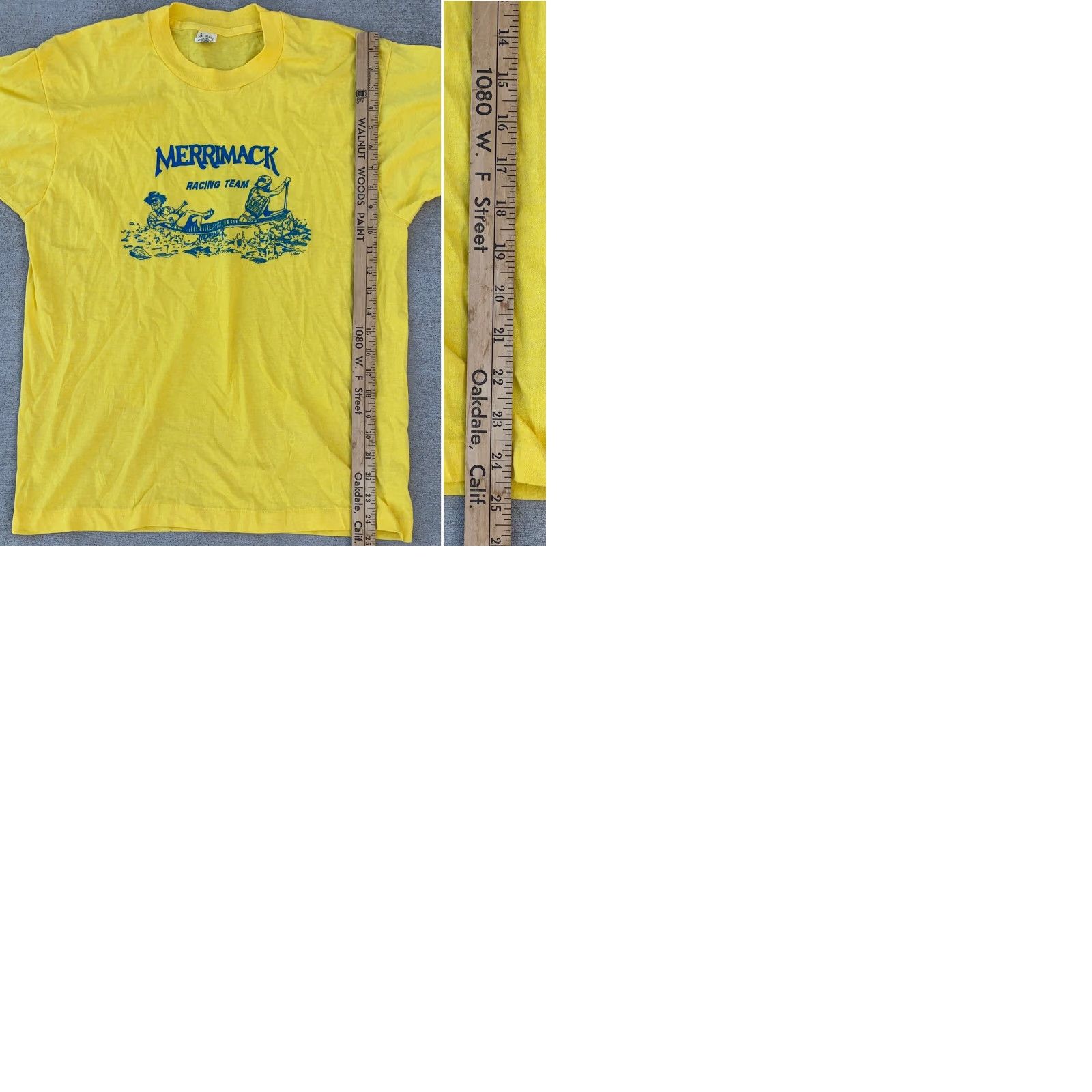 Vintage VINTAGE Merrimack Racing Team T-Shirt Merrimack Canoe Co Short Sleeve Crew Neck Size L Yellow 80s Men Shirt Size US L / EU 52-54 / 3 - 9 Thumbnail