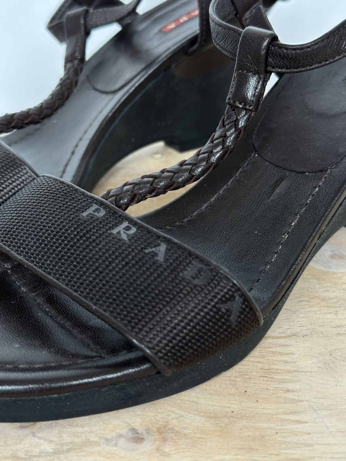 Designer × Prada Prada wedge sandals brown rare designer vintage Size US 7.5 / IT 37.5 - 7 Thumbnail